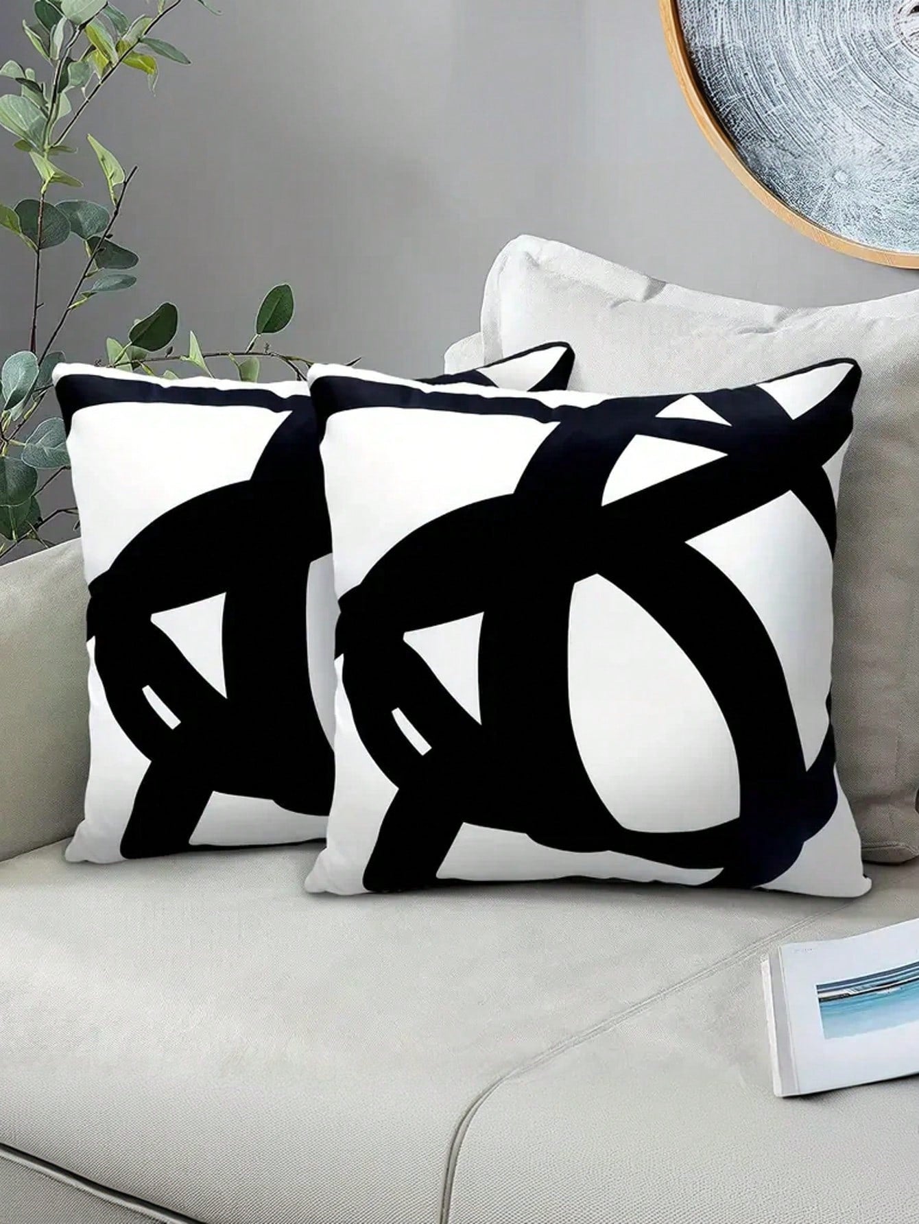 1/2/4pcs Abstract Geometric Black And White Throw Pillow Covers- Modern Style, Hand Wash Only, Polyester Material, Multiple Sizes Available, Suitable For Sofa, Bed, Indoor/Outdoor Decor, Sofa Cushion