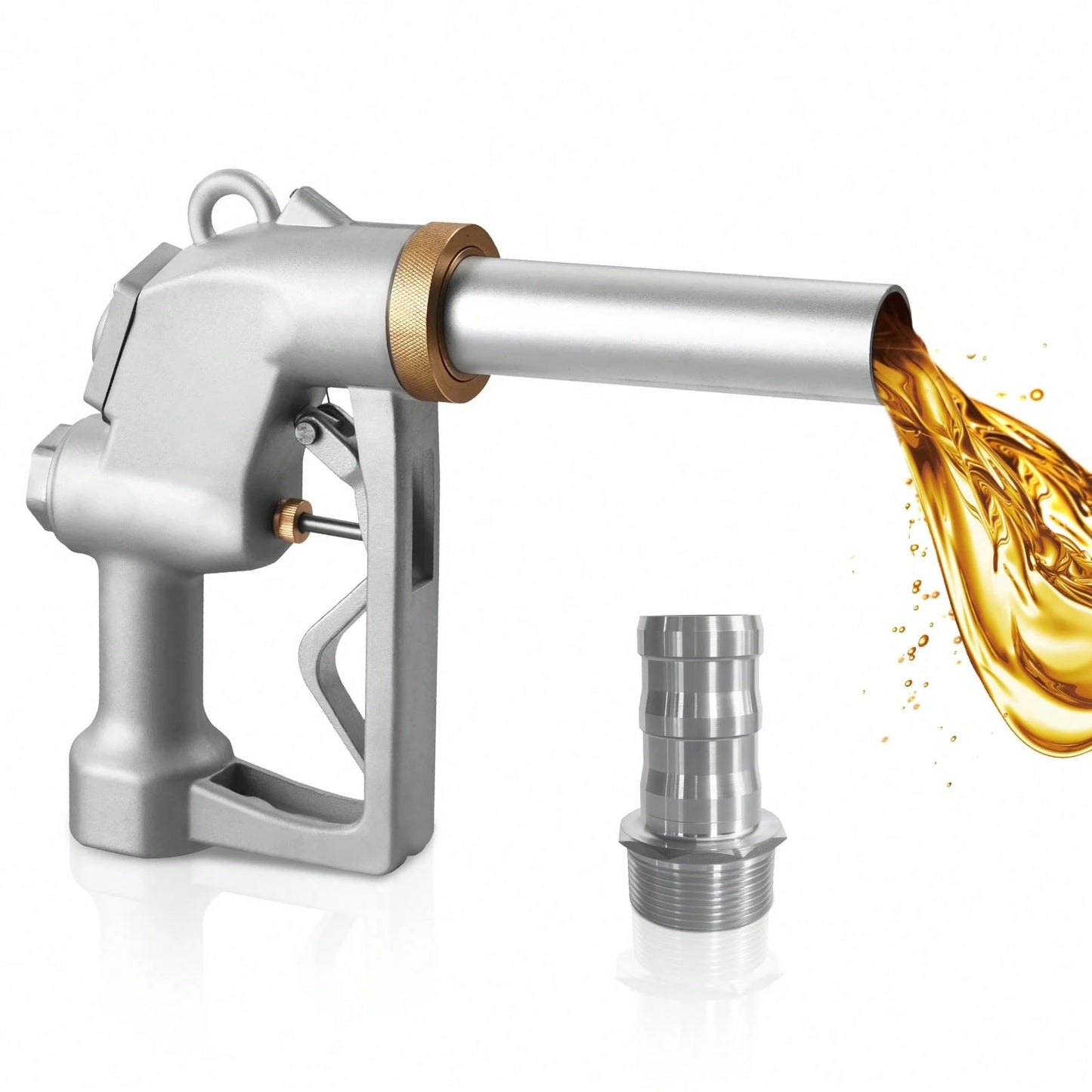 1.5 Inch Barb Automatic Fuel Nozzle With Swivel, Max Flow Rate 37 GPM, Auto Shut Off Diesel Gas Pump Nozzle With 3-Speed Trigger Lock & 1.5 Inch (OD=40 Mm) Spout For Gasoline, Diesel, Kerosene