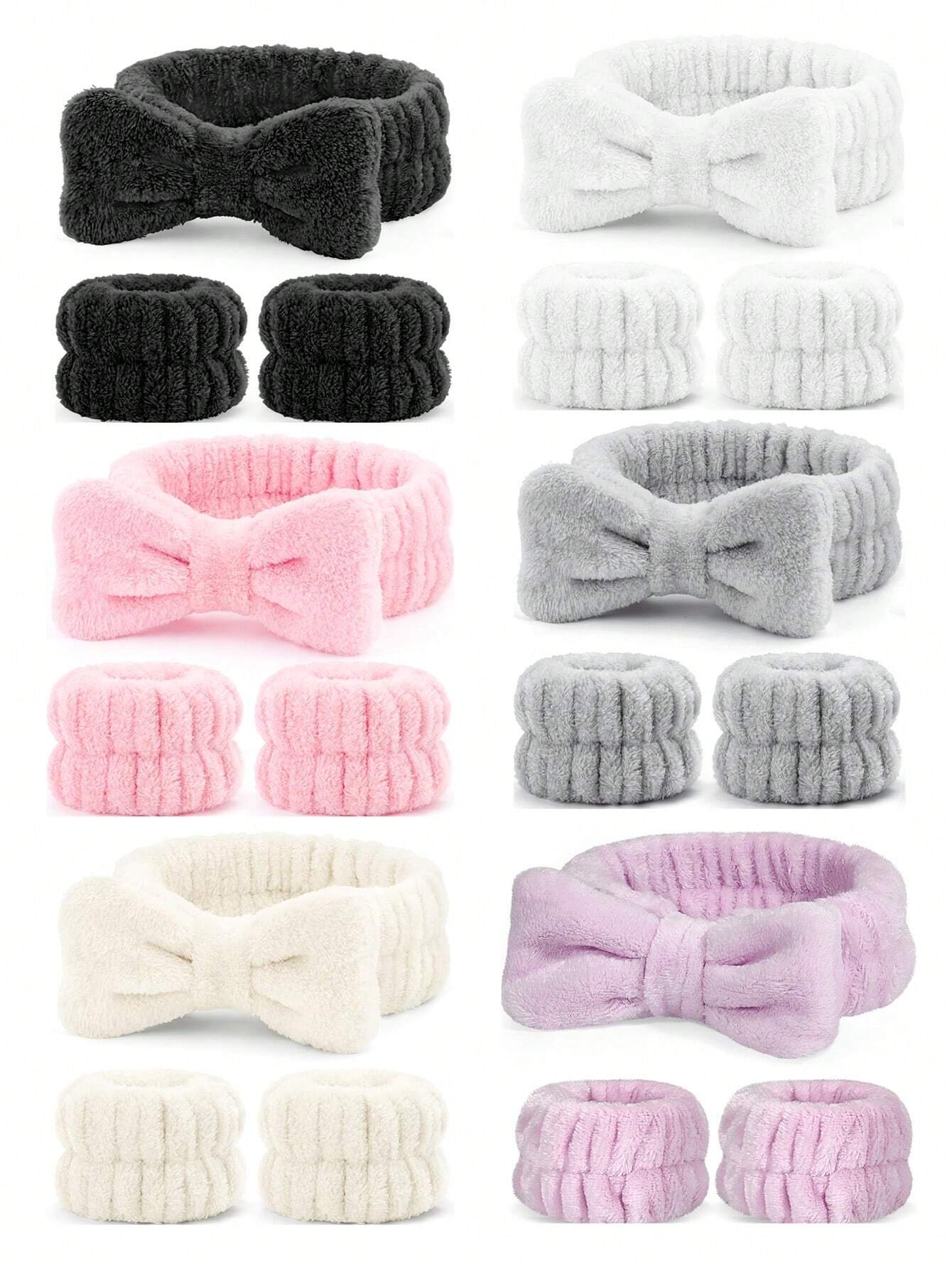 1 Face Wash Headband/2 Face Wash Wristbands/3 Sets Of Spa Headbands, Makeup Headbands, Face Wash Headbands, Skin Care Headbands, Bows, Bubbles, Spa Headbands, Wristbands, Sets Of Hair Accessories For