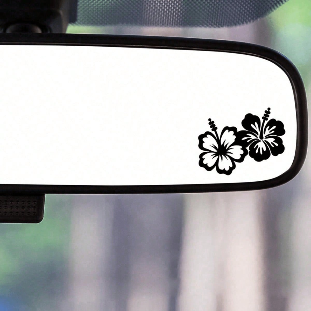 1 Piece Of Hibiscus Flower Car Rearview Mirror Sticker, Small Hibiscus Flower, Floral Pattern, Car Mirror Decorative Sticker, Mini Sticker, Small Sticker, Universal Vinyl Material For Indoor And Outdo