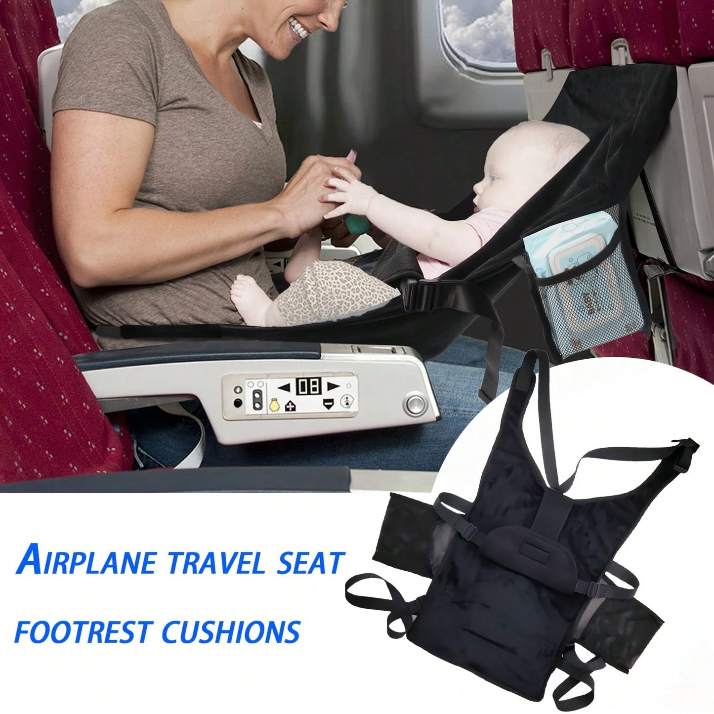 1pc Adjustable Travel Seat Extender With Reclining Backrest, Portable Flight Bed Suitable For Airplane, Train, Car Travel