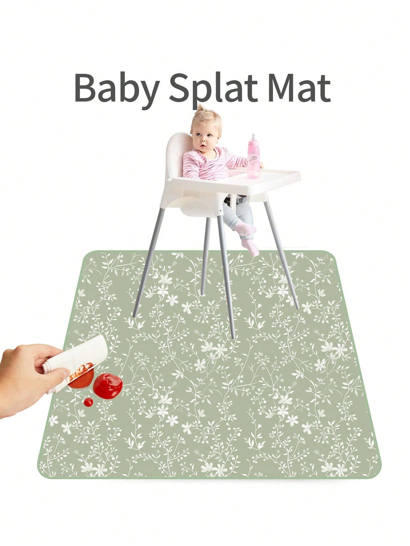 1pc Baby Splash Mat, Washable Portable Picnic Mat And Tablecloth, Suitable For High Chair/Arts & Crafts Activities