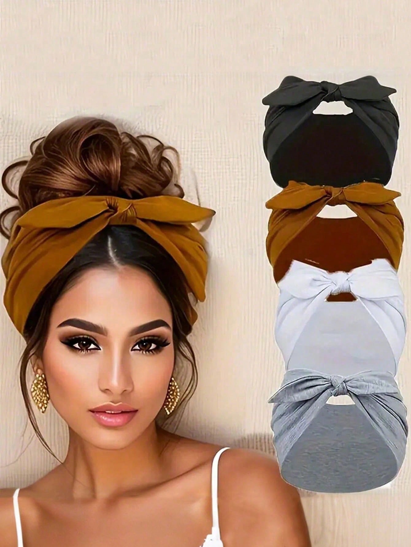 1pc Bohemian Style Wide Headband With Bow, Suitable For Face Washing (E.G., Applying Face Mask) And Postpartum Wear, High Elasticity Soft Fabric, Non-Slip Fit, Vintage Versatile Accessory, Suitable Fo