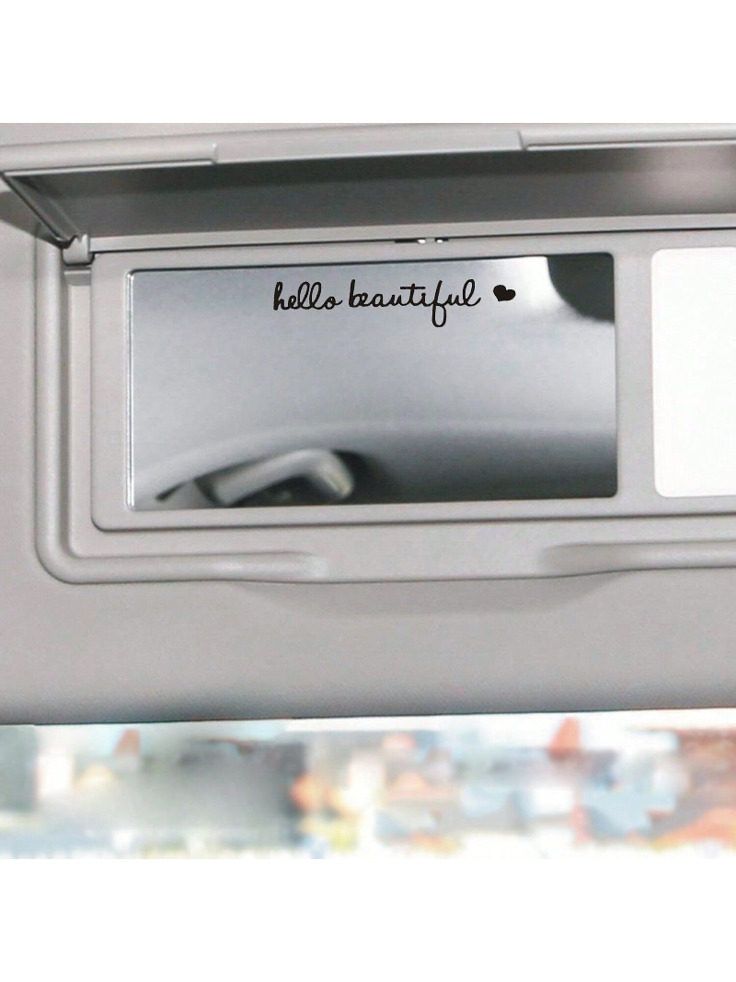 1pc Car Sticker Hello Beautiful Car Vanity Mirror Rearview Mirror Decorative Reflective Sticker