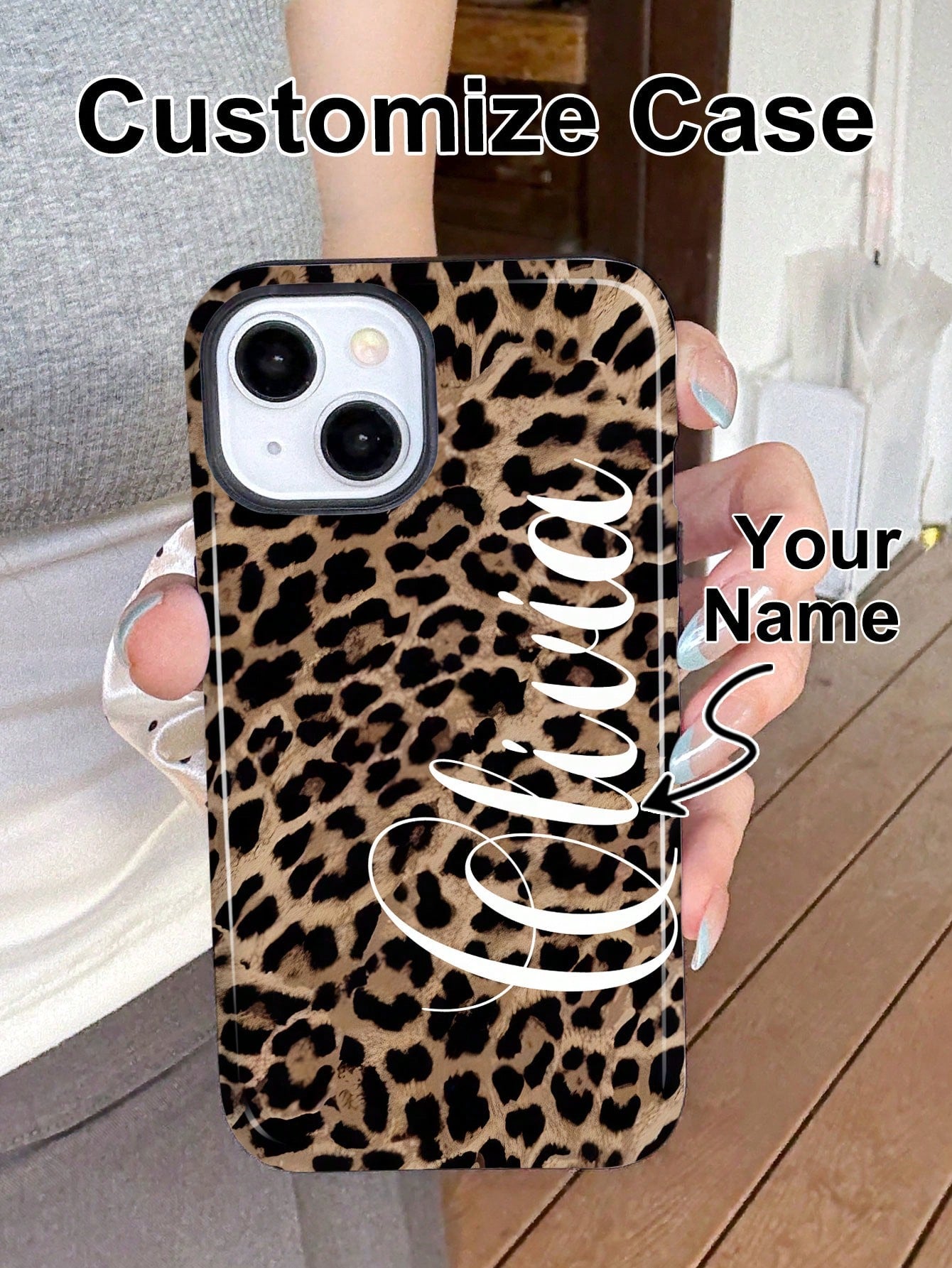 1pc Custom Leopard Print & Letter Color 2-In-1 Glossy Protective Hard Phone Case Cover Compatible With 11/12/13/14/15/16/17 Pro Max, International Version Mobile Phone Protector Accessories, Zebra Pri