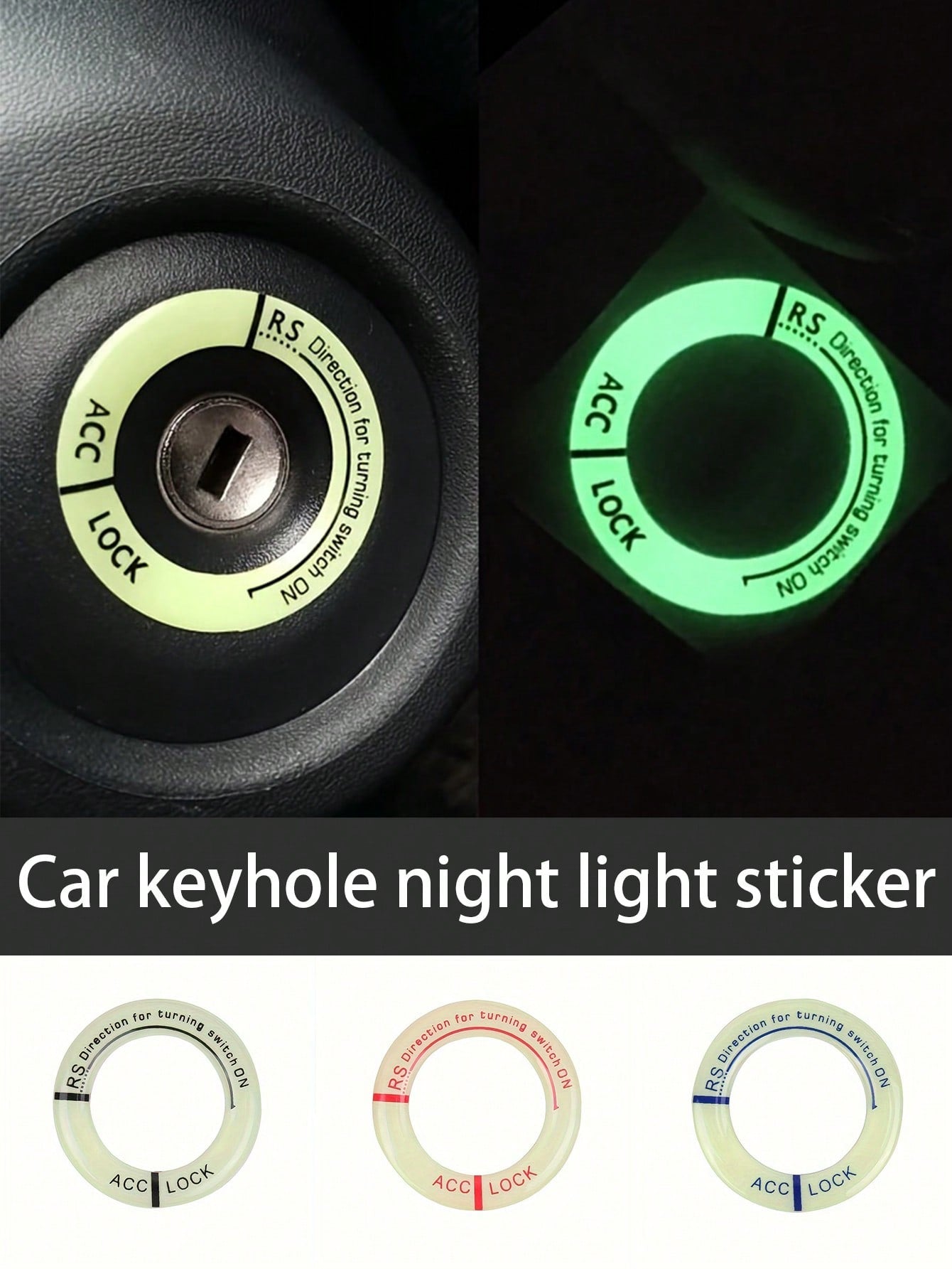 1pc Luminous Ignition Switch Sticker, Glow In The Dark Key Ring Decal For Car And Motorcycle