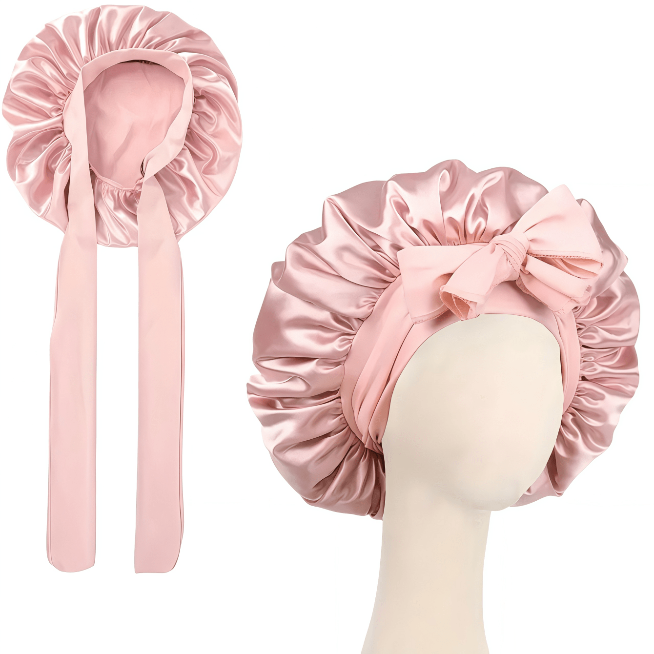 1pc Luxury Satin Sleep Cap With Adjustable Bow Tie- Lightweight Hair Care Cap For Curly/Braided/Natural Hair, Available In Multiple Colors, Essential For Nighttime Hair Care, Soft And Close Fit For H