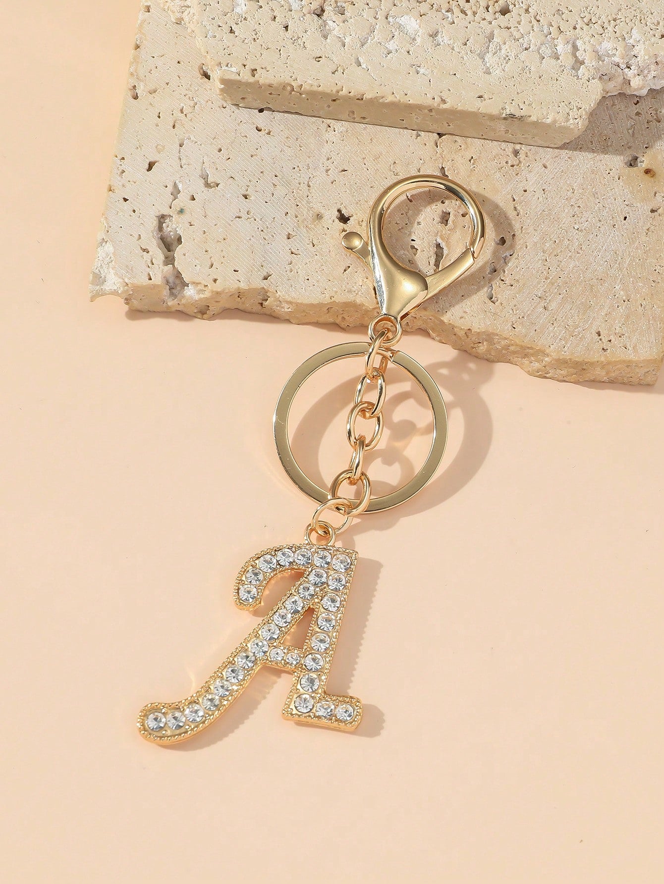 1pc/Multi-Piece Unisex Gold-Tone Rhinestone Electroplated Elegant Daily Matching Glamorous English Letter Keychain Pendant