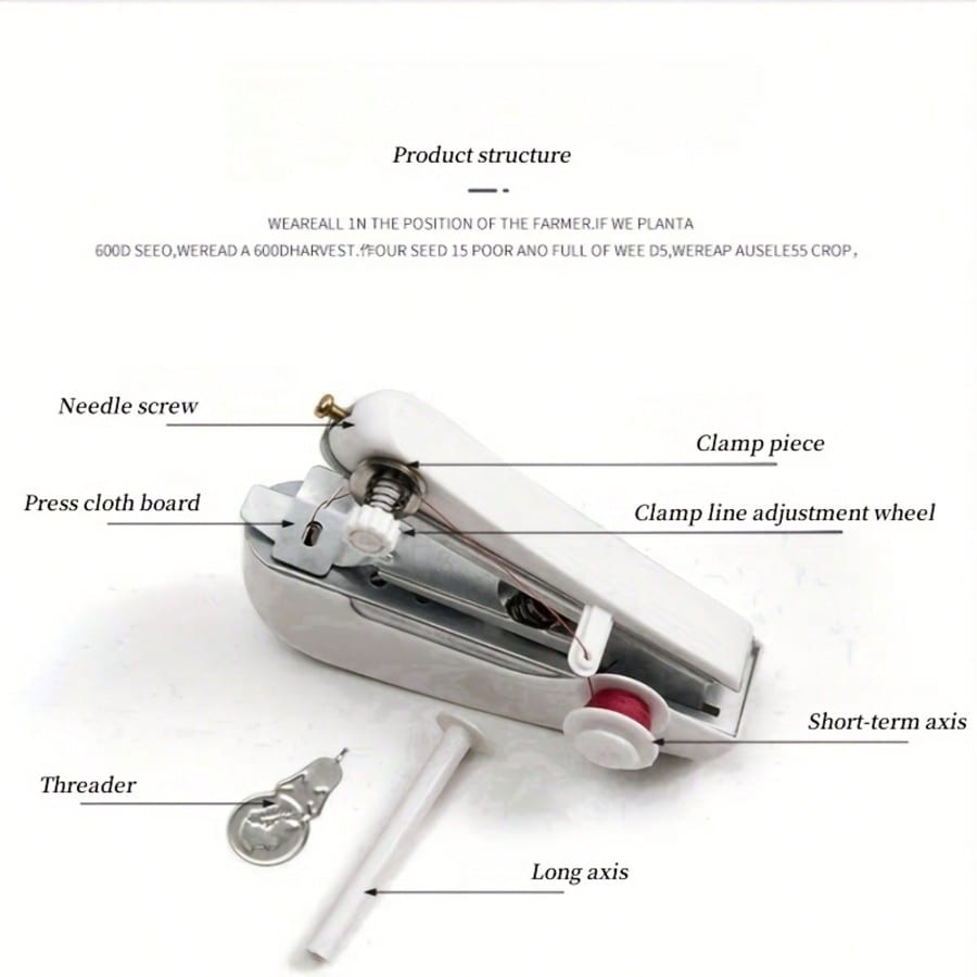 1pc Random Color Portable Handheld Mini Sewing Machine, Durable Home Sewing Kit For Clothing And Fabric Repair, Includes Sewing Machine, Threader And Long Thread Spool
