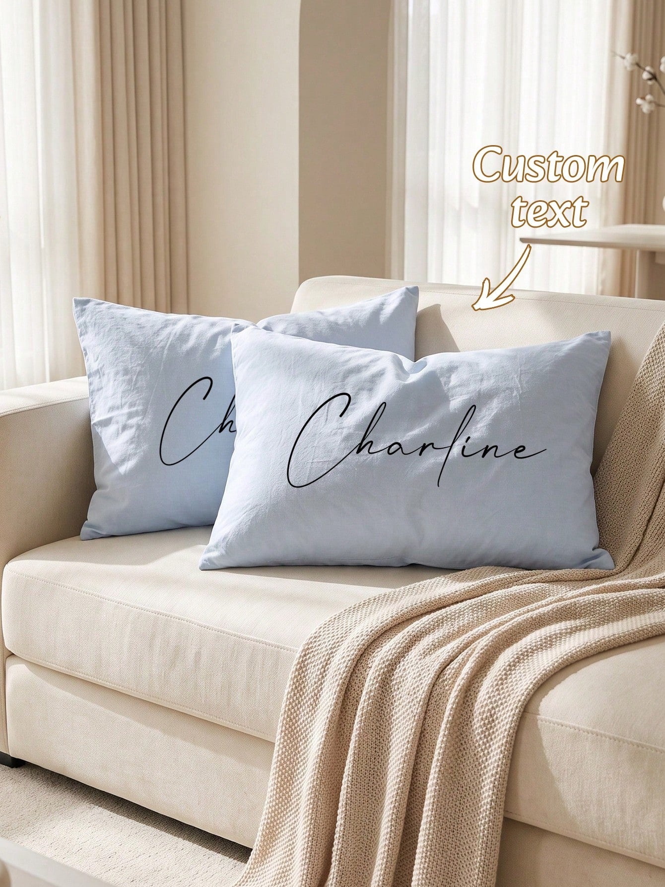 2 Packs Custom Heat Transfer Solid Color Pillow Covers, Washed Textured Rectangular Pillowcases For Bed Sofa Minimalist Bedroom Living Room Decor, 4 Neutral Shades Ideal Housewarming Holiday Gift For