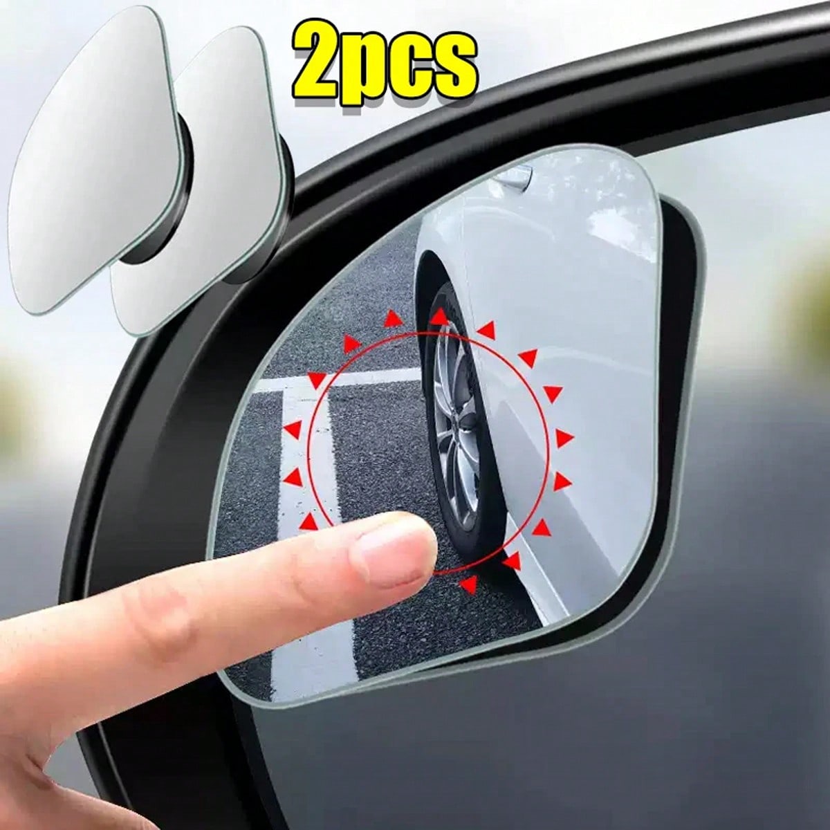 2 Pieces Set Of Universal Triangular Car Side Mirrors, Adjustable Wide-Angle Blind Spot Mirrors, Flat Mirrors For Cars And Motorcycles, Front Position, 360 ° Field Of View, Wide-Angle Rearview Mirrors