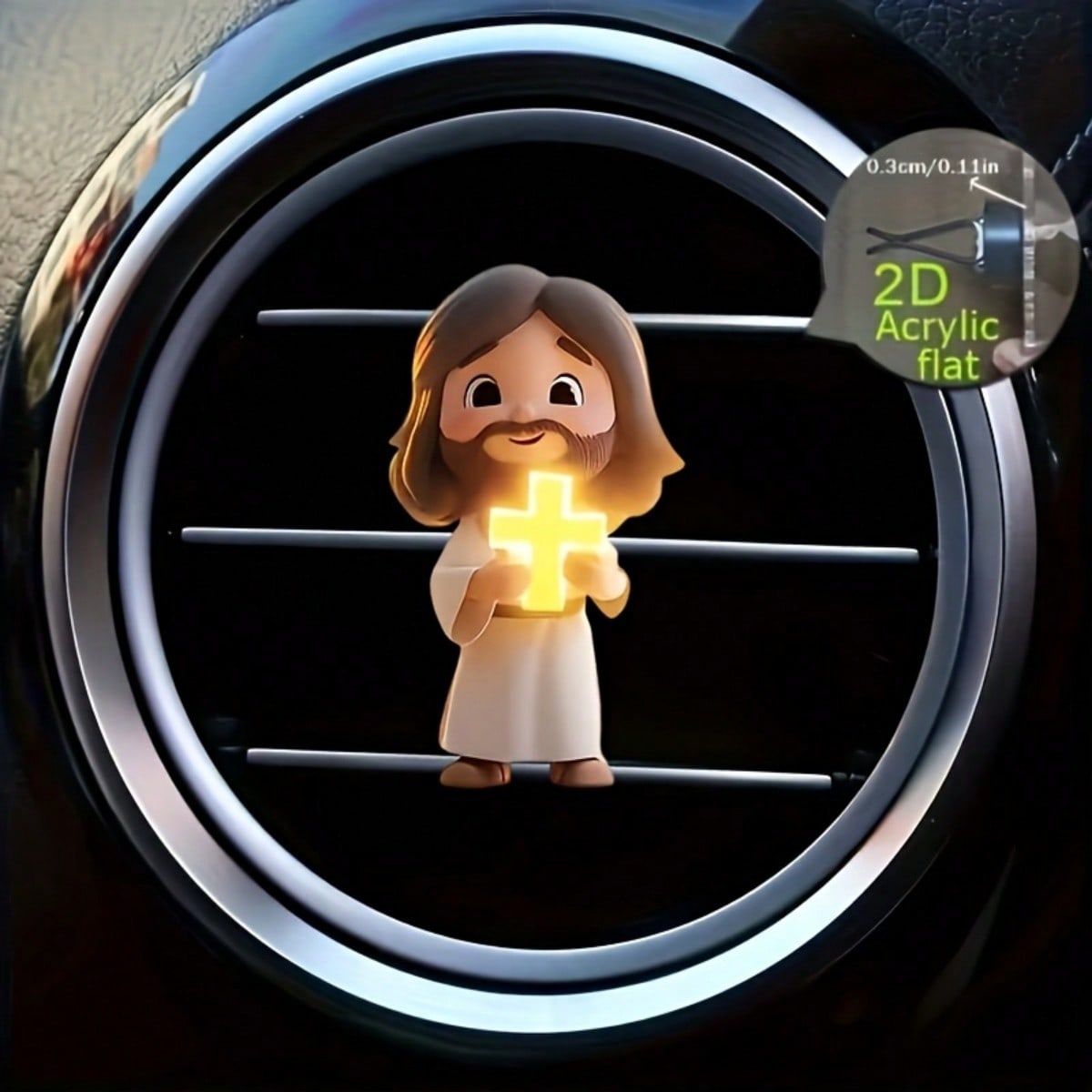 2D (Non-3D) Car Air Vent Clip- Jesus Cross Decor, Fashionable Interior Accessory, Aroma Diffuser (Random Fragrance), Cute Car Decoration, Perfect Neutral Holiday Gift