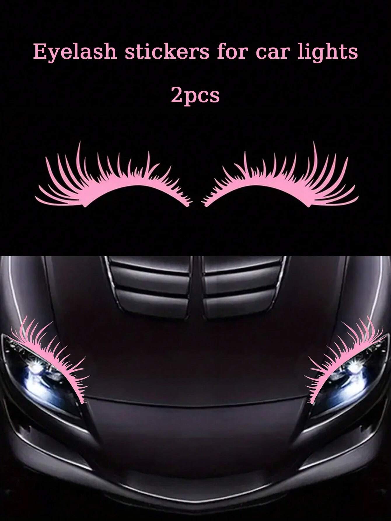 2pcs/1 Set Car Headlights Realistic Lash Stickers For Car Truck Light Bumper Decoration Vinyl Waterproof Decal DIY Large Fashion Sticker