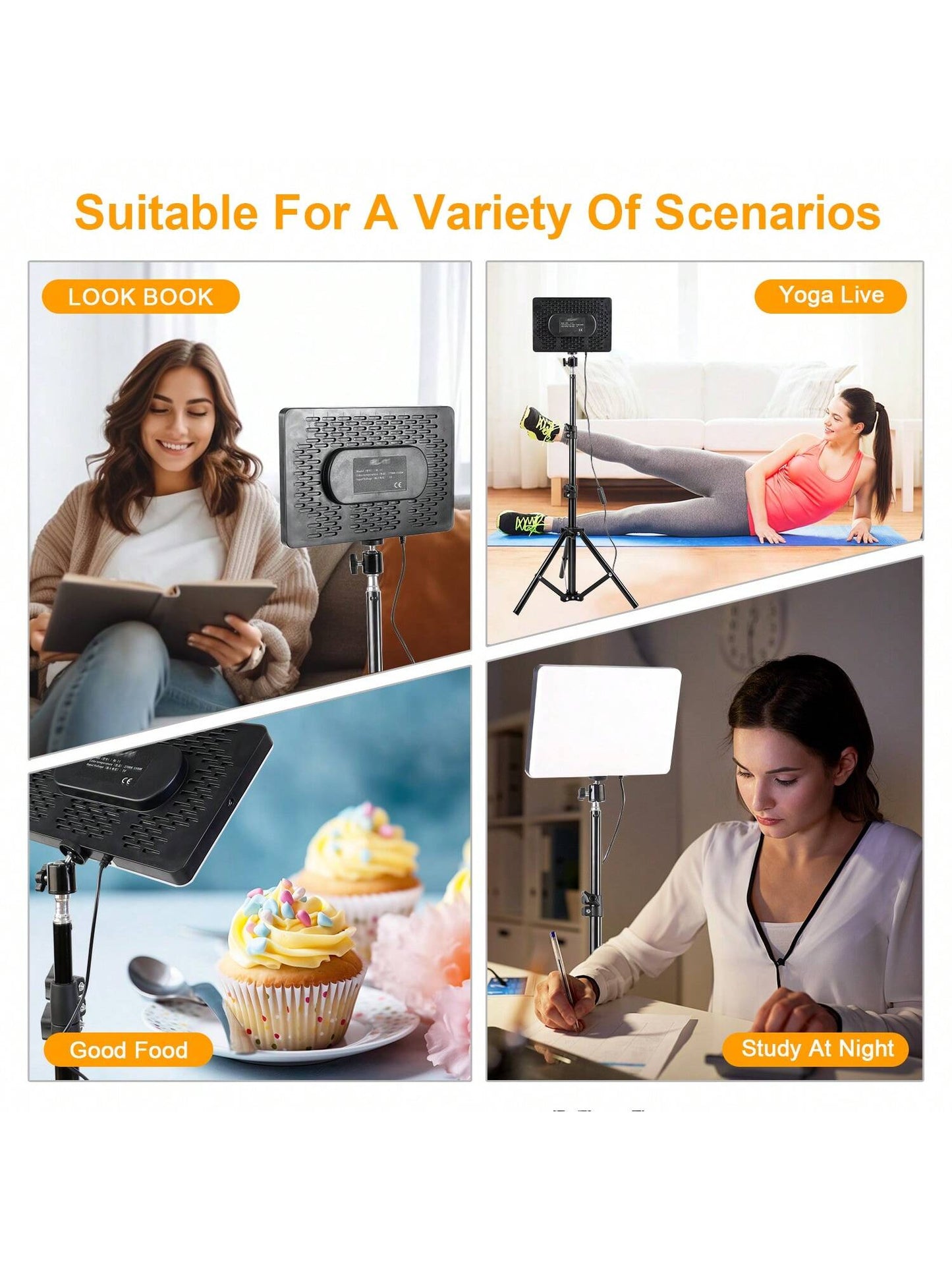 2PCS 10 Inch Square LED Video Lights With Adjustable 110cm Tripod, USB Power Supply, Suitable For Live Streaming And Photography, Portable Multifunctional Fill Light, Studio Lighting Kit, Suitable For