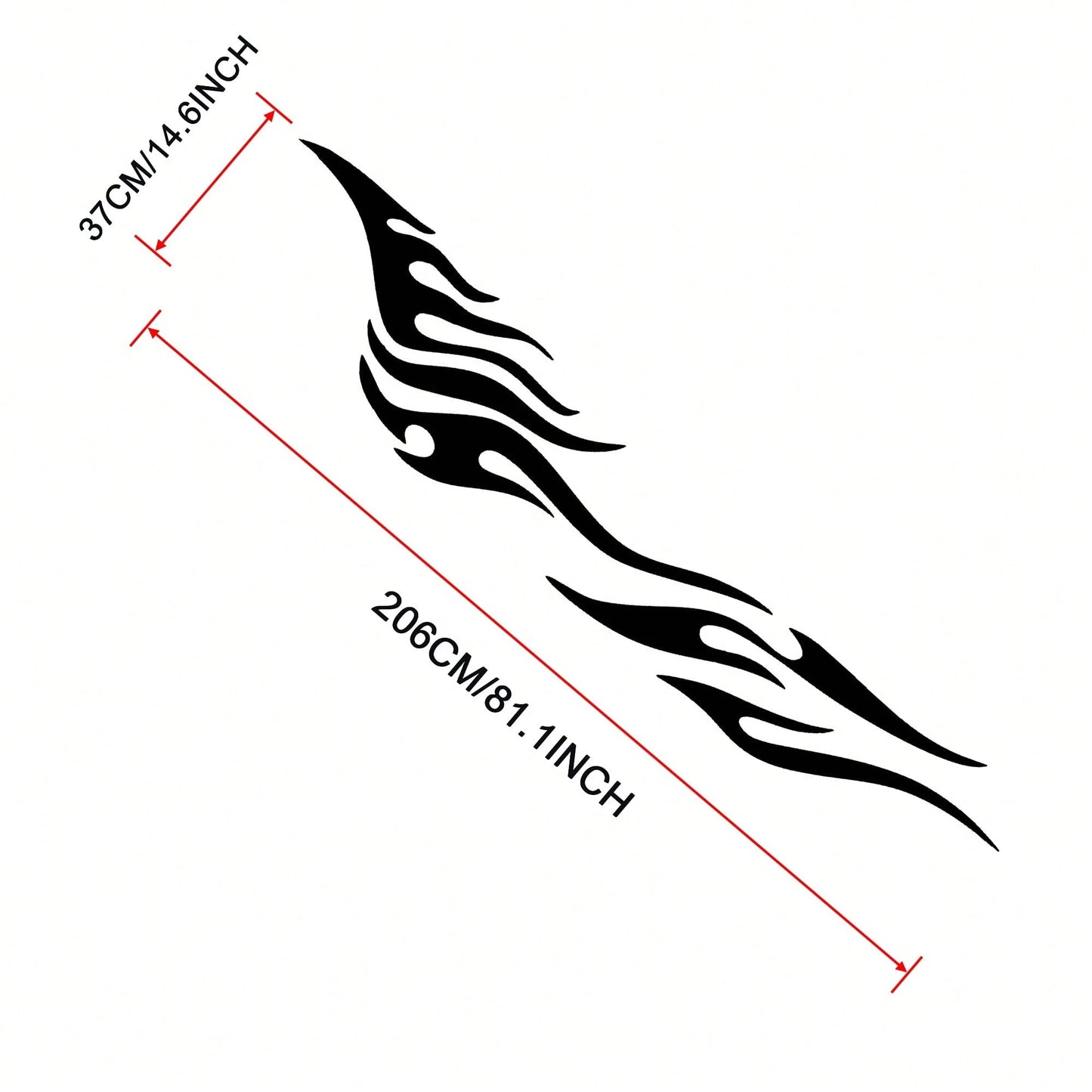 2Pcs 81 Inch Black Flame Racing Vinyl Car Side Decals, Waterproof Universal Body Stickers For Truck SUV Off-Road Vehicles