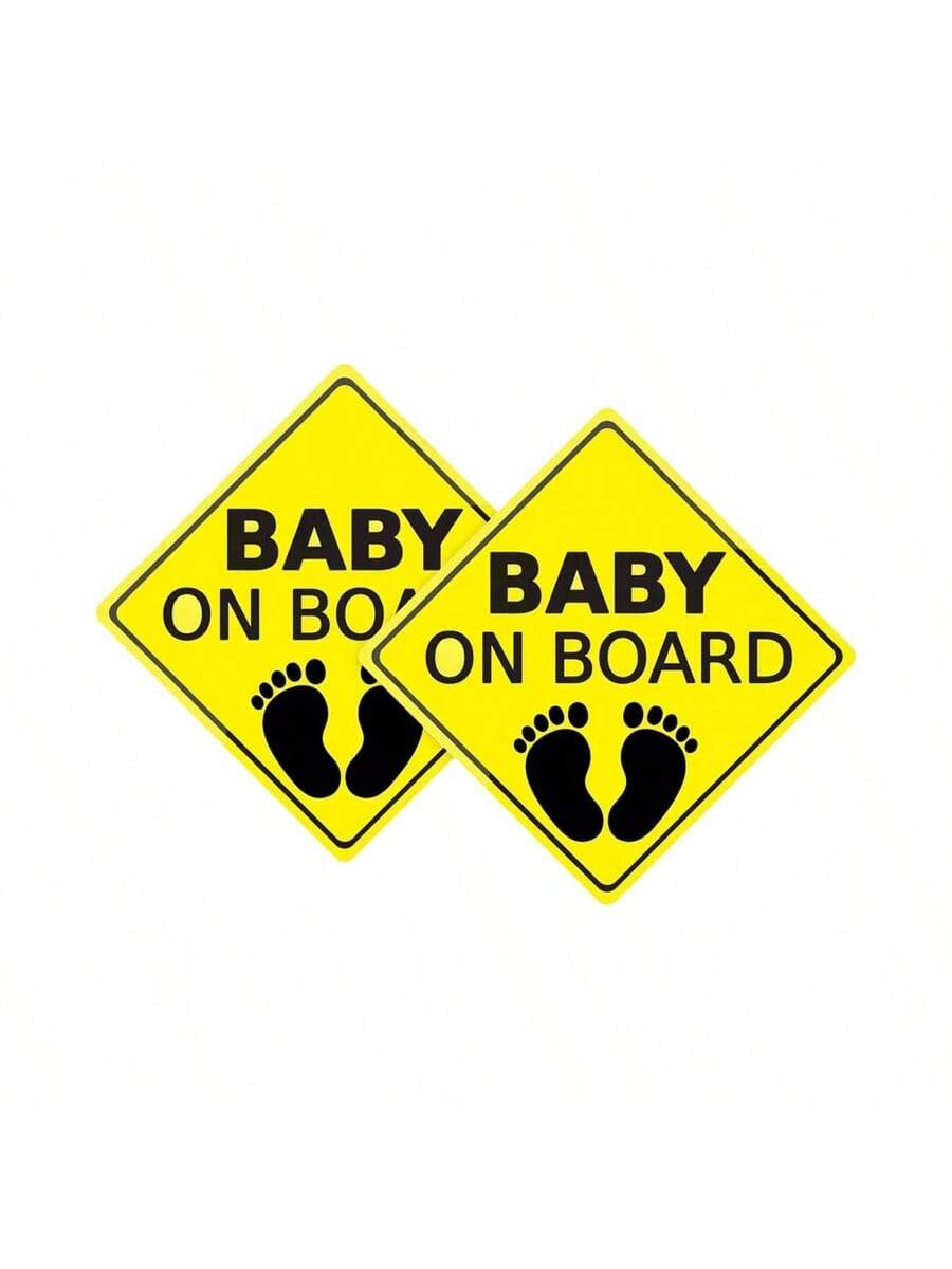 2pcs "Baby On Board" Car Stickers, Self-Adhesive Vehicle Decals, Easy To Install, Waterproof