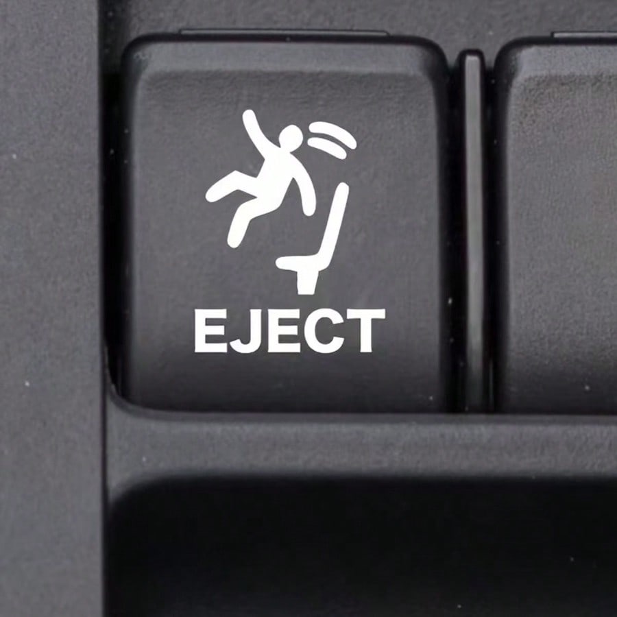 2pcs Funny Eject Button Car Stickers, Matte Black PVC Waterproof Self-Adhesive Car Decals, Personalized Humorous Decorative Accessories, Suitable For Cars, SUVs, MPVs, Trucks, Motorcycles, Doors, Wind