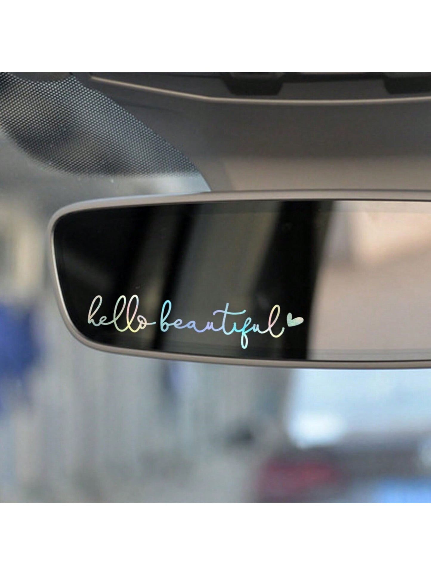 3pcs "Hello, Beautiful" Rearview Mirror Stickers, Makeup Mirror Stickers, Car Rearview Mirror Stickers, Rearview Mirror Decor, Gift For Mom