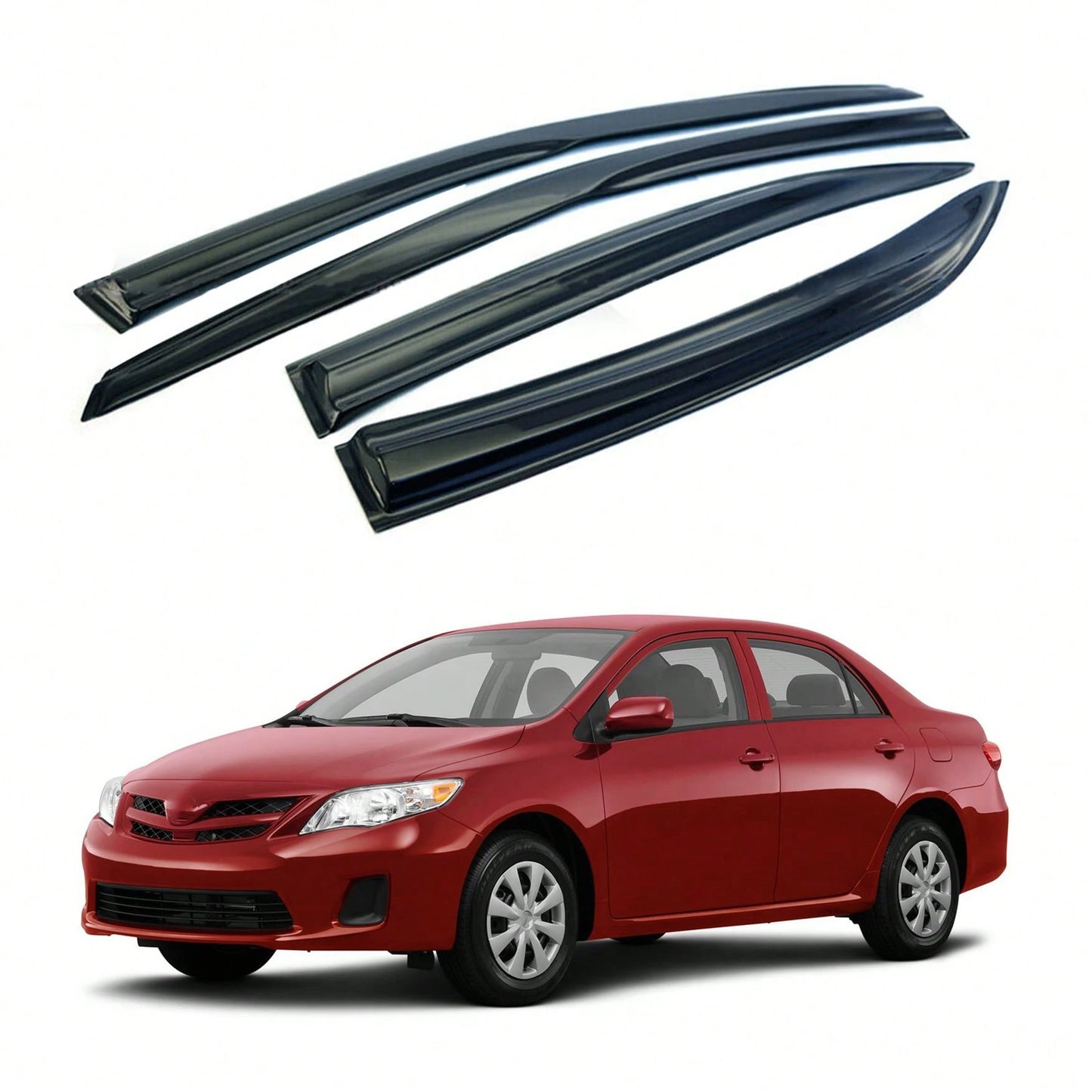 4-Pack Window Vent Visor Rain Guard Sun Shade Deflectors Plastic Replacement For 2009-2013 Corolla Sedan 4-Door