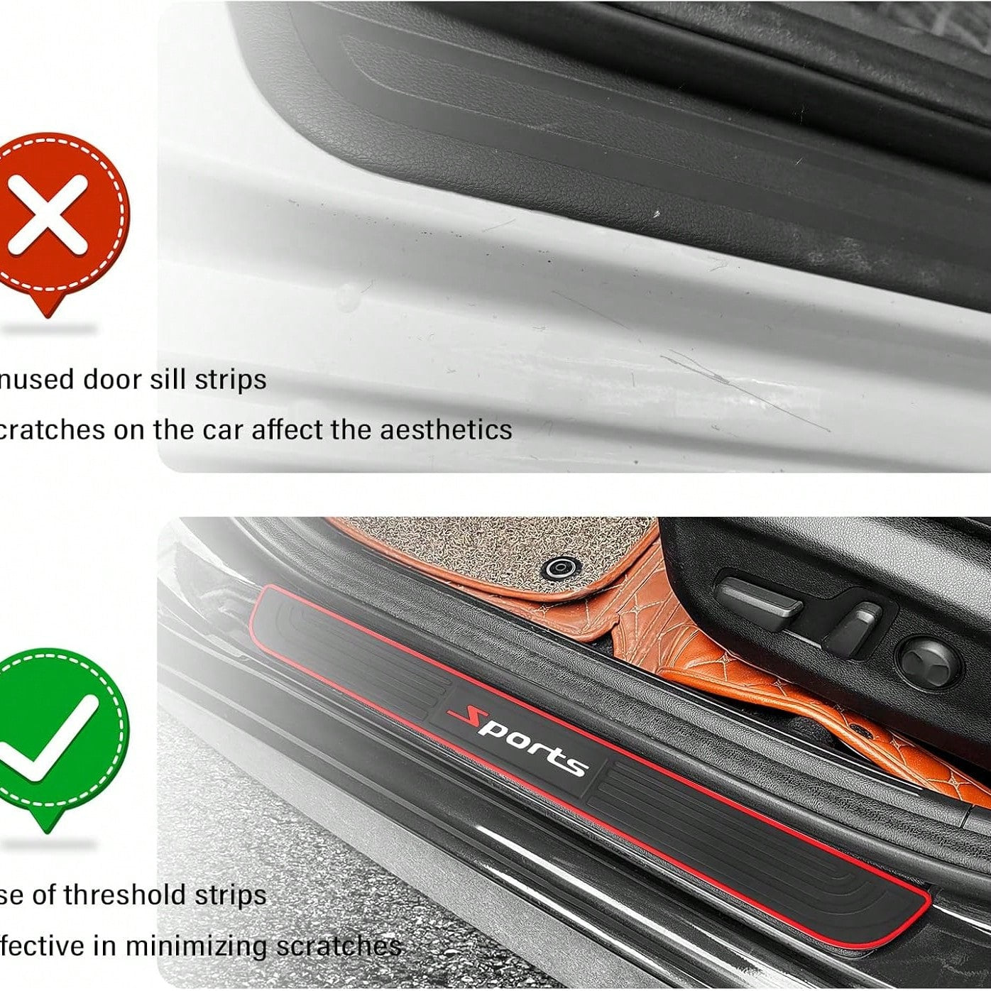 4pcs Car Door Guard Cover, Anti-Scuff Rubber Edge Guard For Car Door Guard, Universal Automotive Exterior Accessory For Car Door Pedal, Waterproof Door Threshold Strip