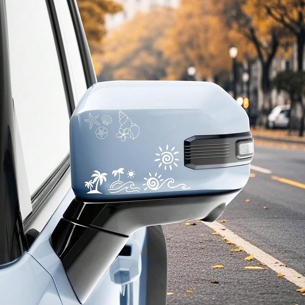 6 Pcs Beach Ocean Car Stickers, Tropical Pa 1lm Sun Sticker Decals For Outside Of Car, Cute Summer Stickers For Automotive Bumper Windo