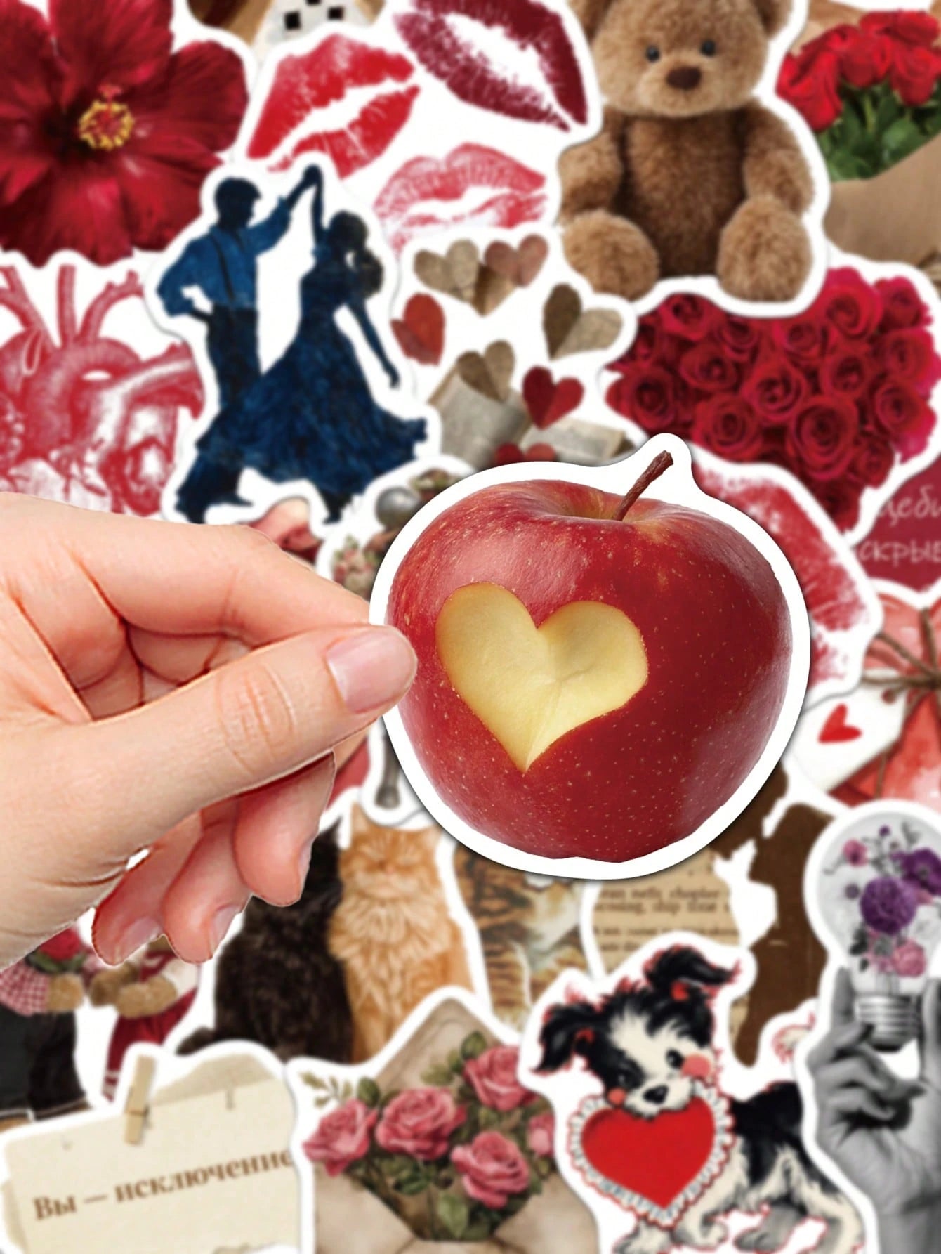 60pcs Heart-Fluttering Retro Stickers Gift Cartoon Decoration Scrapbook Laptop Luggage Guitar Phone Case DIY Decal