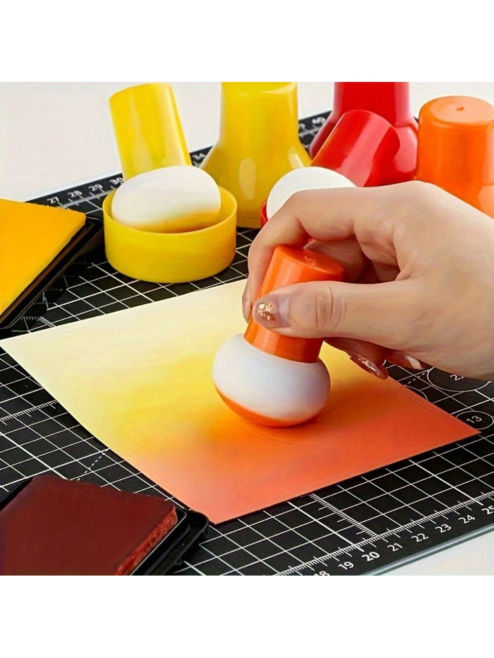 9-Piece Stencil Brush Set & Sponge Pouncers In Assorted Colors With Gourd Handles For Crafts, Wet And Dry Use- Ink Dabbers For Scrapbooking, Card Making & Mixed Media Art(9PCS/6PCS)