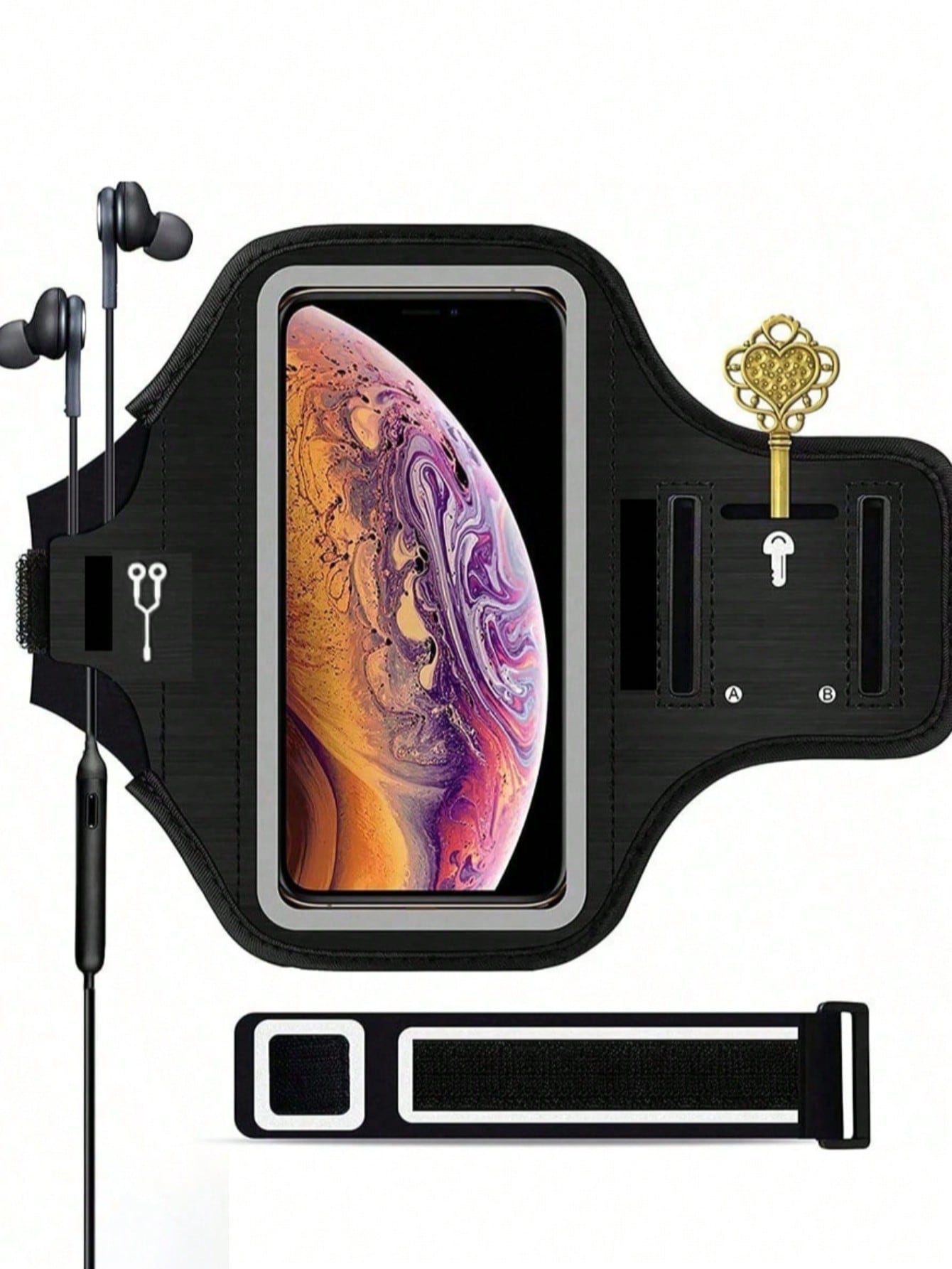 Armband Compatible With IPhone 16 Pro Max/16 Plus/15 Pro Max/15 Plus/14 Pro Max/14 Plus/13 Pro Max/12 Pro Max/11 Pro Max/Xs Max, Sweat-Resistant Running Pouch With Key Holder And Card Slot