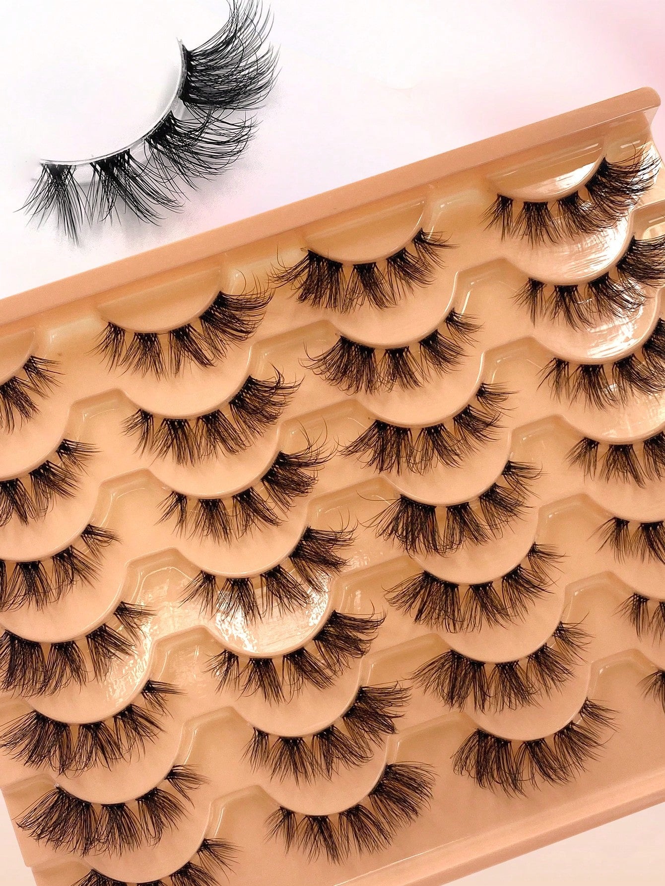 ENCHUW 14 Pairs Eyelashes Natural Look Wispy Cross Eye Lashes Clear Band Lashes 3D Fluffy Soft Lashes Extension False Eyelashes
