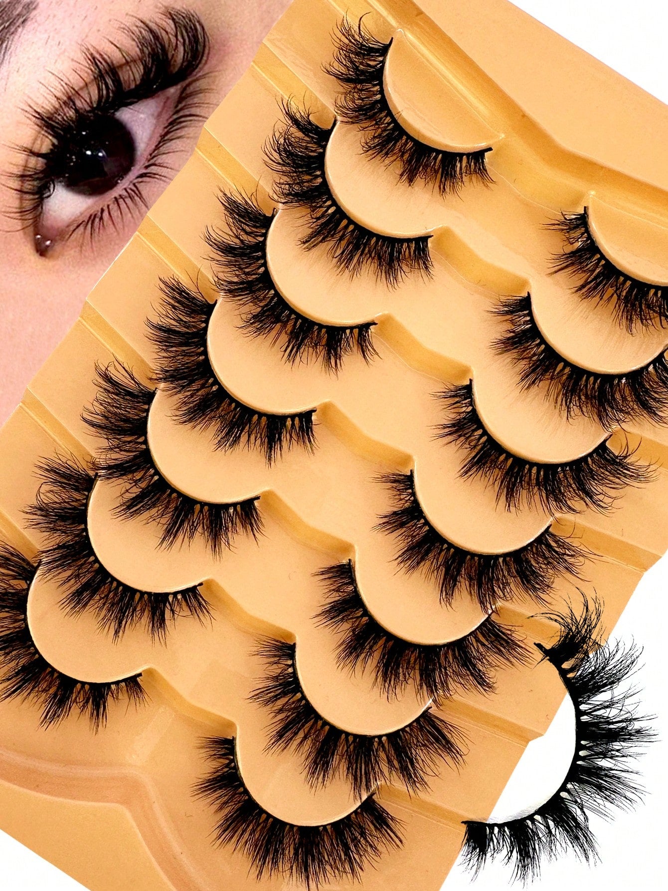 False Eyelashes Wispy Lashes Natural Look Fake Eyelashes Cat Eye Lashes Mink Fluffy Strip False Lashes Fox Eye Lashes Pack 7 Pairs Strip Lashes,Lashes,Eyelashes,Fake Lashes