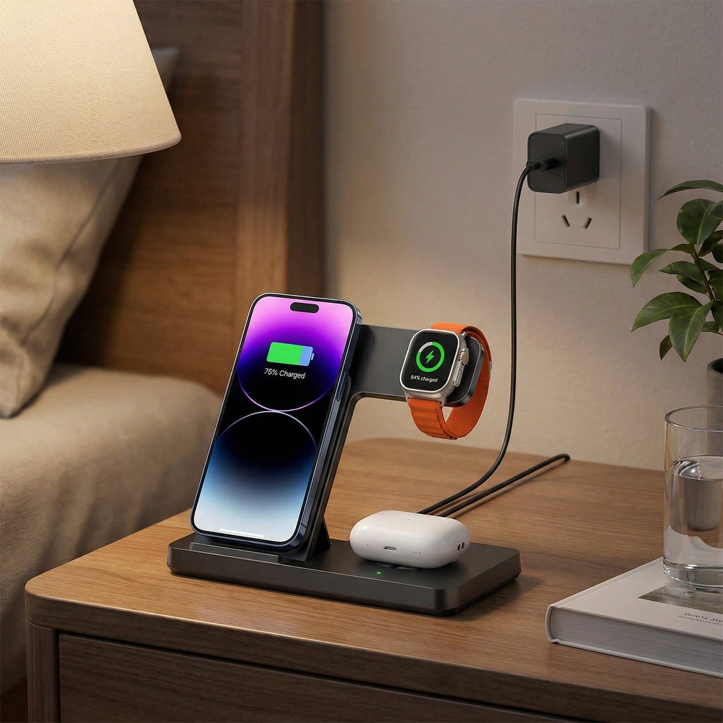 Fast Charging 3-In-1 Wireless Charging Stand, 15W 3-In-1 Wireless Charging Station For Phone, Watch, And Earbuds Compatible With IPhone 17/16/15/14/13/12/11/Pro/Max/XS/XR/X/8/Plus, 11/10/9/8/7/6/5/4/3