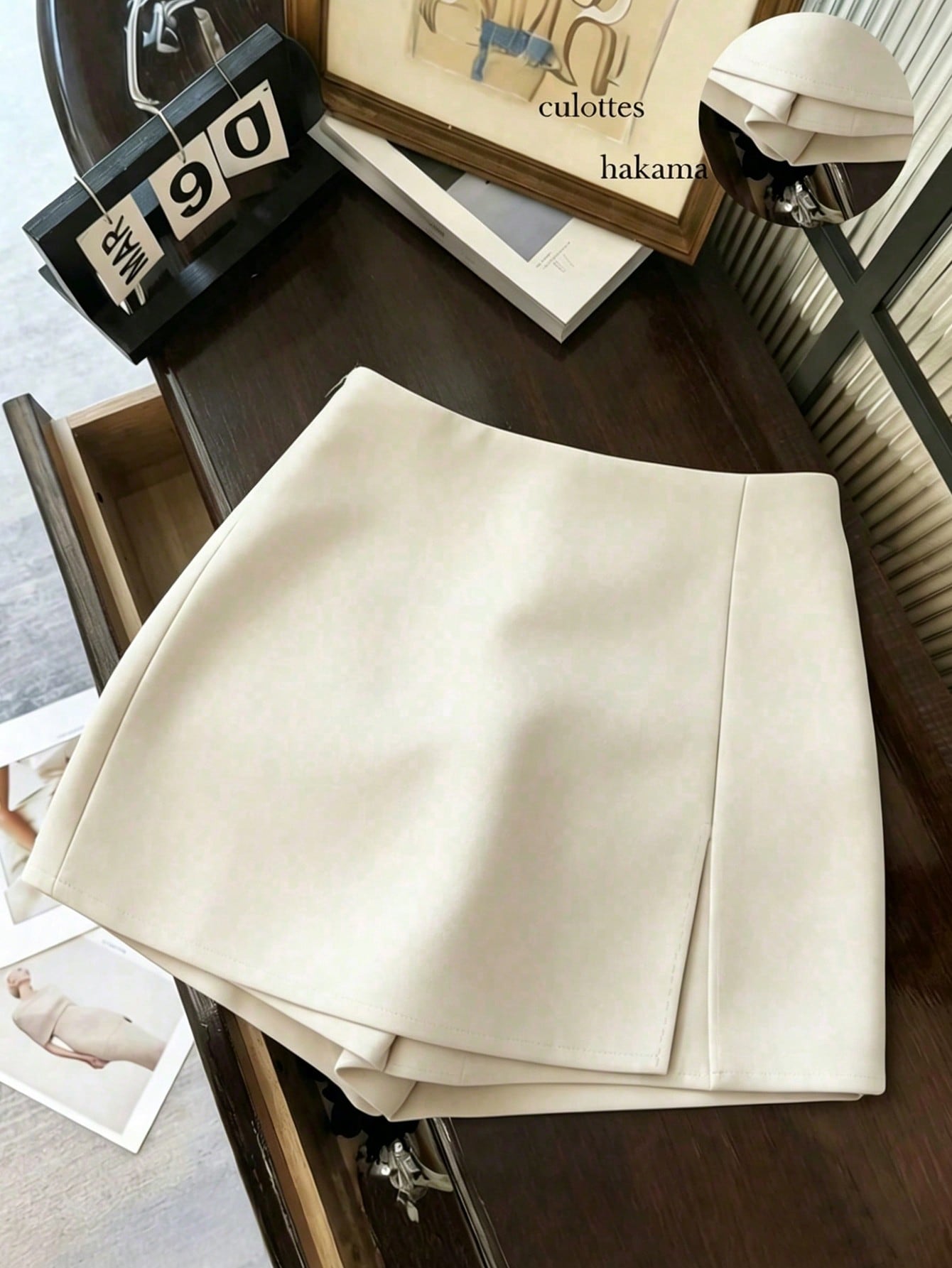 Franclia Fashionable Casual Commuter Versatile Textured Soft Fabric High Waist Slit Women Shorts/Skirt/Culottes/Hot Pants, Spring/Autumn