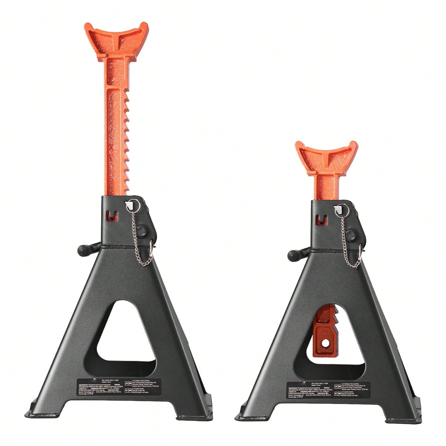 Jack Stands, 6 Ton (13,000 Lbs) Capacity, 14.6-22.8 In Adjustable Height, Heavy Duty Steel Jack Auto Stands With Double Locking, For Lifting RV, Small Truck, Car, SUV, 1 Pair, Black And Orange