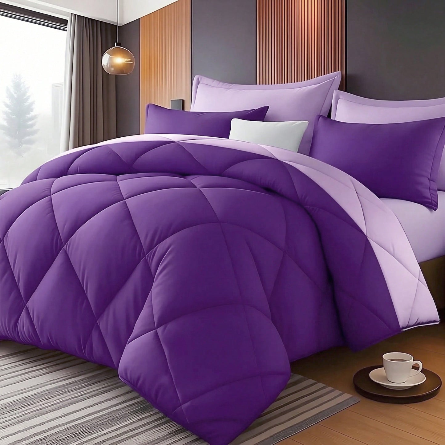 KTABEDDING 2/3PCS Minimalist Luxurious Diamond Grid Large Size Comforter Soft Microfiber Breathable Easy Care For All Seasons Bedding Set With Down Altemative Comforter And Pillowcases Large Size Bedr