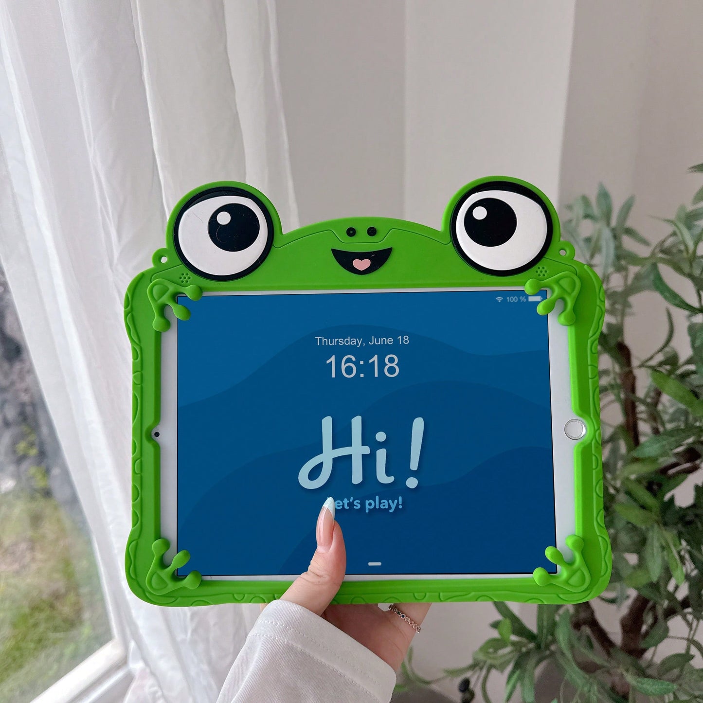 Lolla 1pc Cute Frog Protective Case Compatible With 7/8/9/Air 5/4/3/9th Gen 10.2/Pro 11/Mini 7/Air 6//A7/8/9 Full Coverage Silicone Tablet Shell, Aesthetic, Back To School