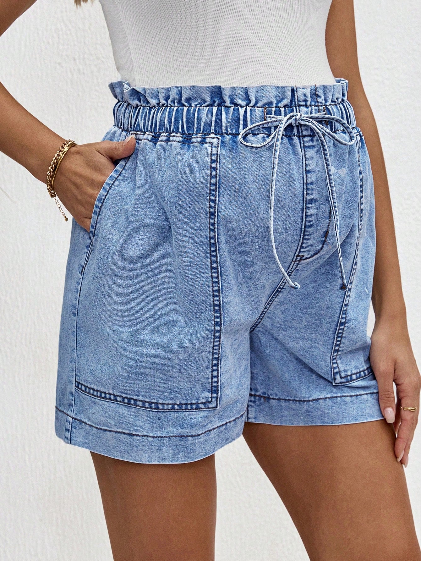 Maternity Relaxed Fit Denim Shorts, Blue