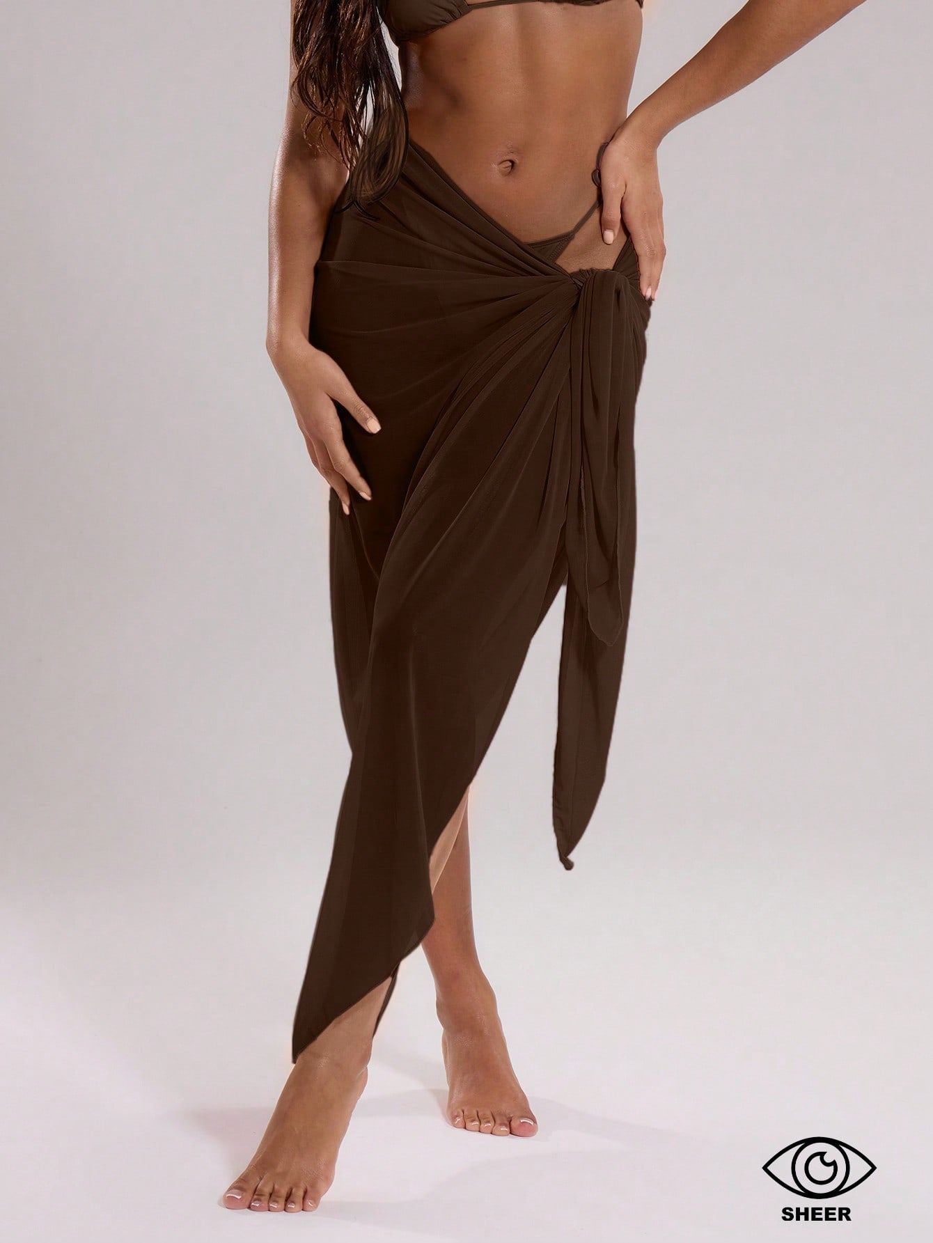 Musera Resort Mesh Sheer Long Tie Sarong Cover Up Skirt Swim Vacation Summer Holiday Beachclub Casual Simple Beach Wrap Travel Ibiza