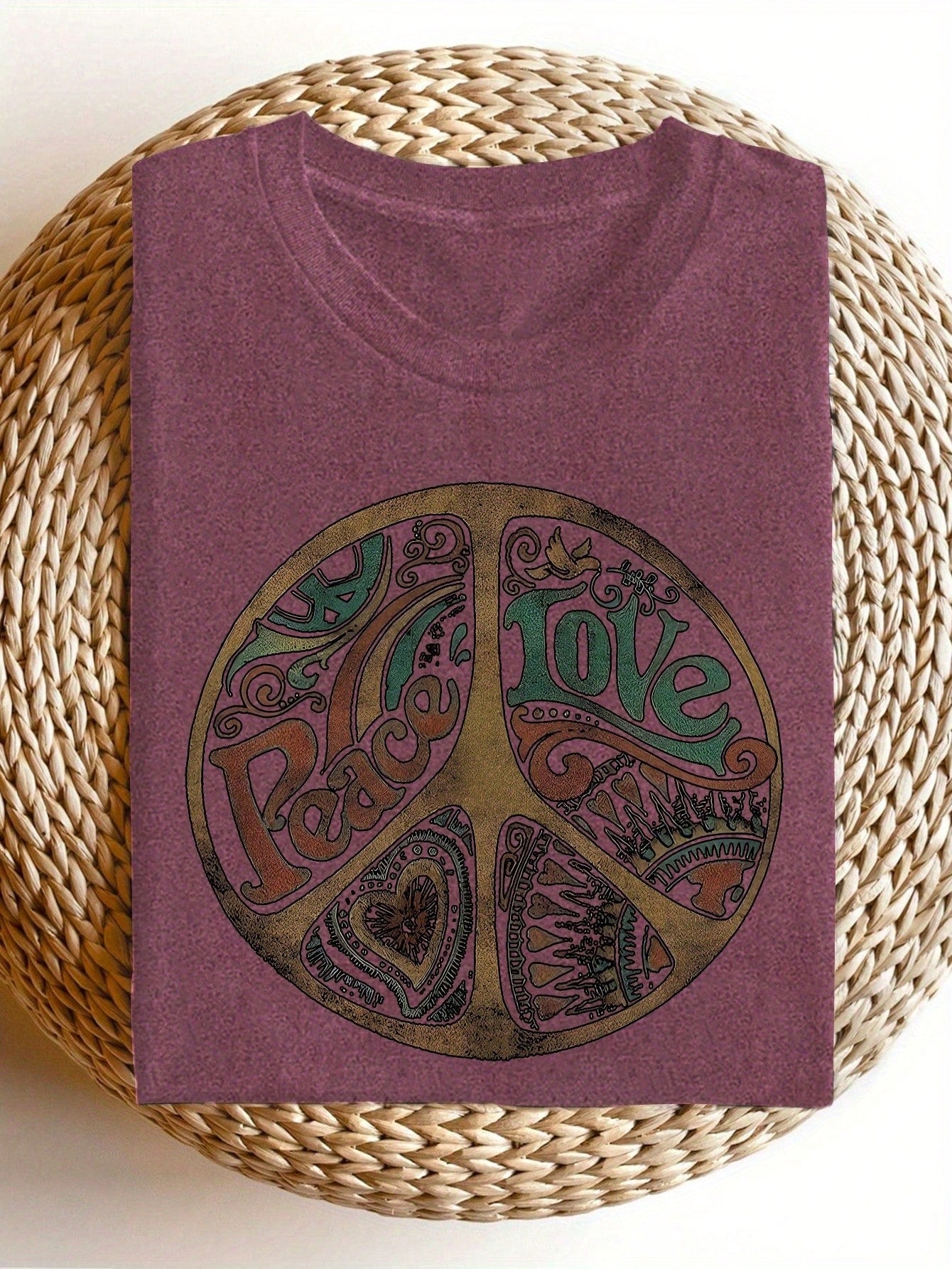 Peace SignWomen's OverSize T-Shirt Graphic Tee Summer Crew Neck Short Sleeve Top Birthday Mother's Day Gift
