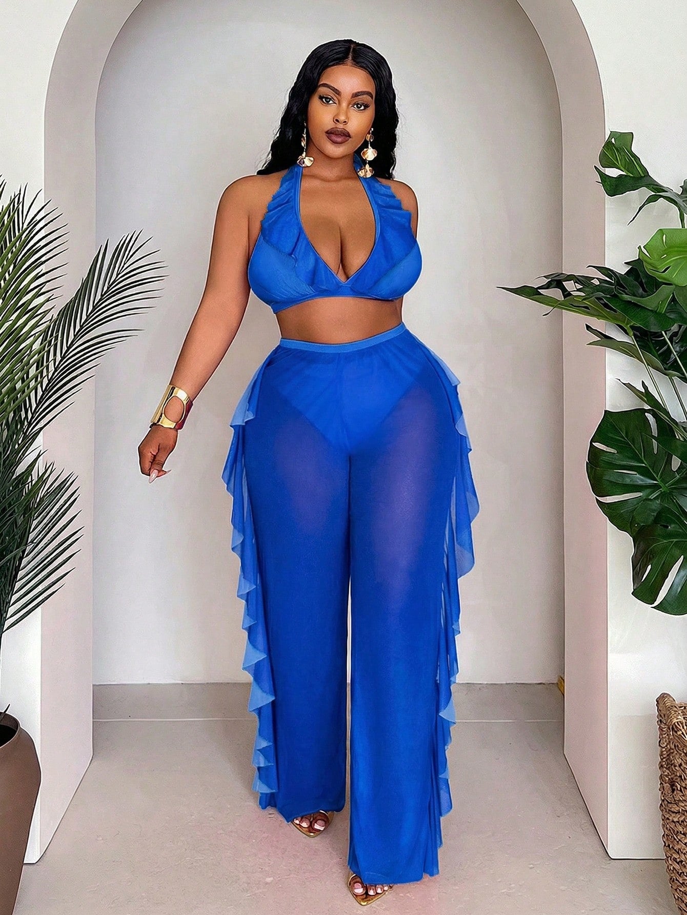 Slaydiva 3pcs Plus Size Sexy Party Swimwear Set