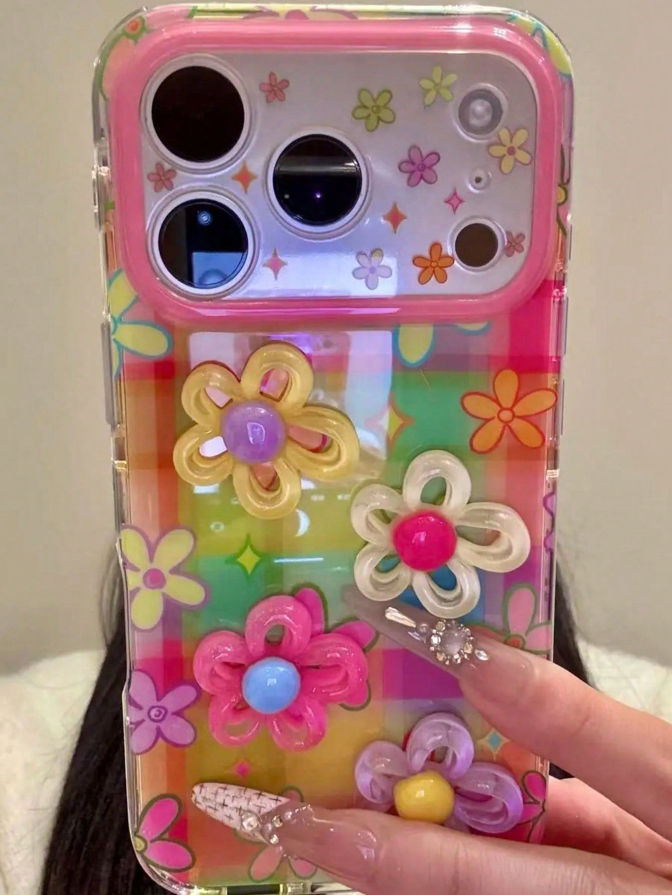 Spring Colorful 3D Floral Phone Case Compatible With IPhone 17 Pro Max, 17 Pro, 17, 16 Pro Max, 16 Pro, 16, 15 Pro Max, 15 Pro, 15, 14 Pro Max, 14 Pro, 14, 13 Pro Max, 13 Pro, 13, Fashionable Design