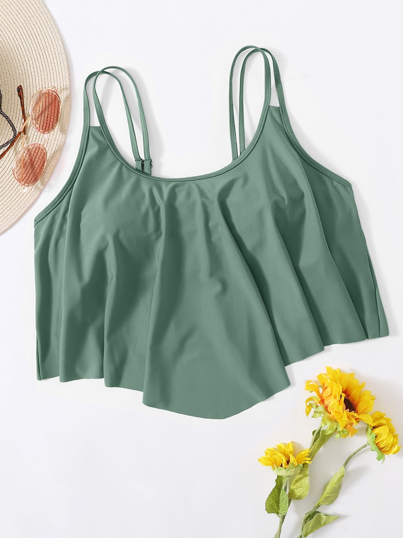 Swim Lushoire Summer Beach Plus Plain Hanky Hem Bikini Top