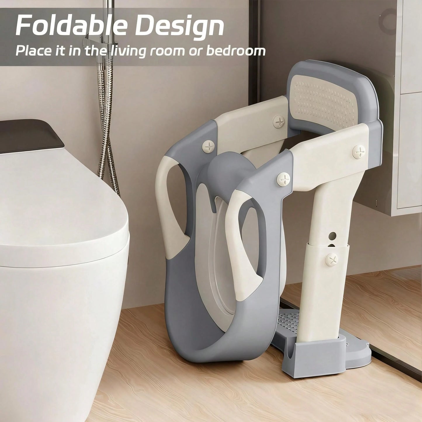 Toddler Potty Training Seat 3-In-1 Foldable Potty Training Toilet With Step Stool Adjustable Potty Chair With Urinals