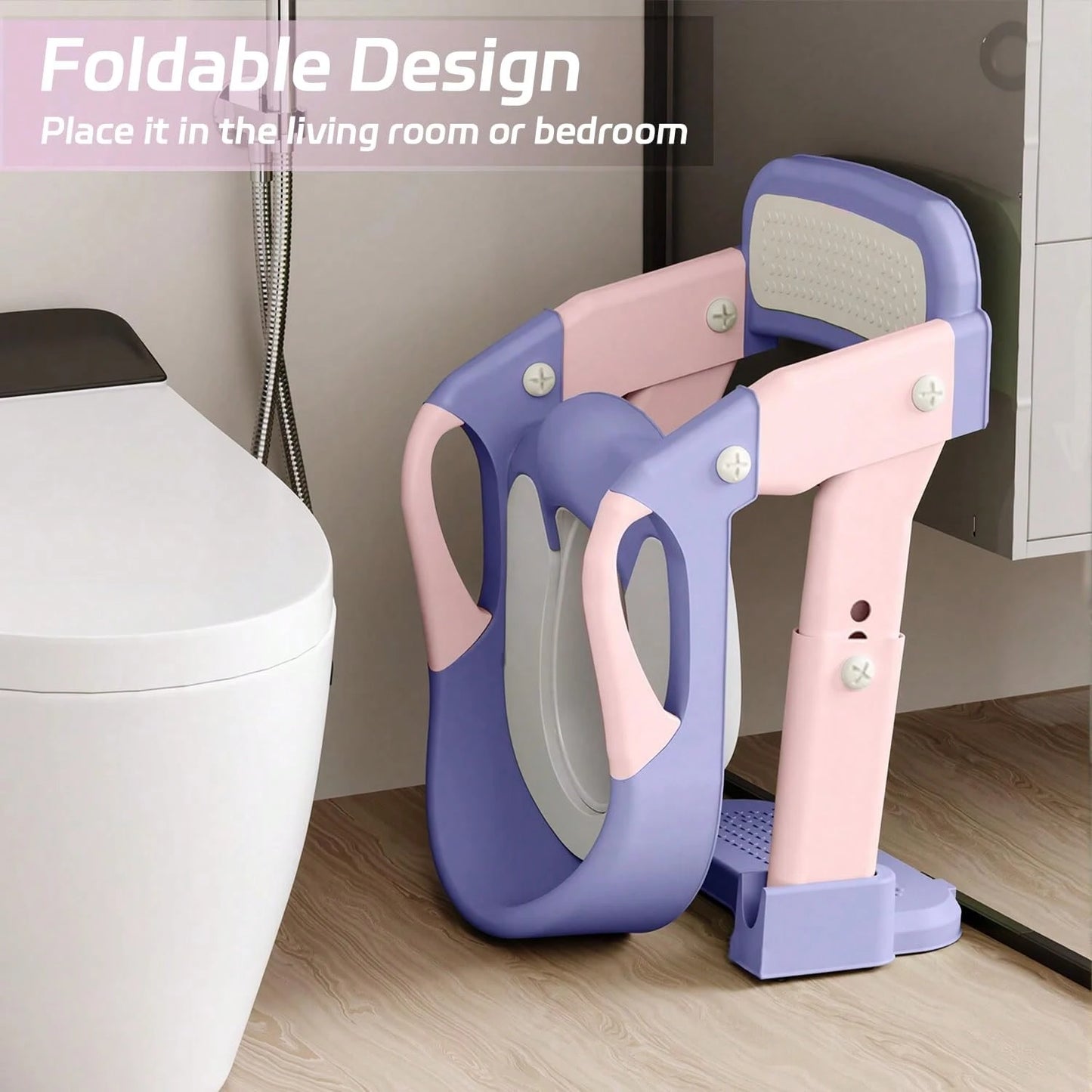 Toddler Potty Training Seat 3-In-1 Foldable Potty Training Toilet With Step Stool Adjustable Potty Chair With Urinals