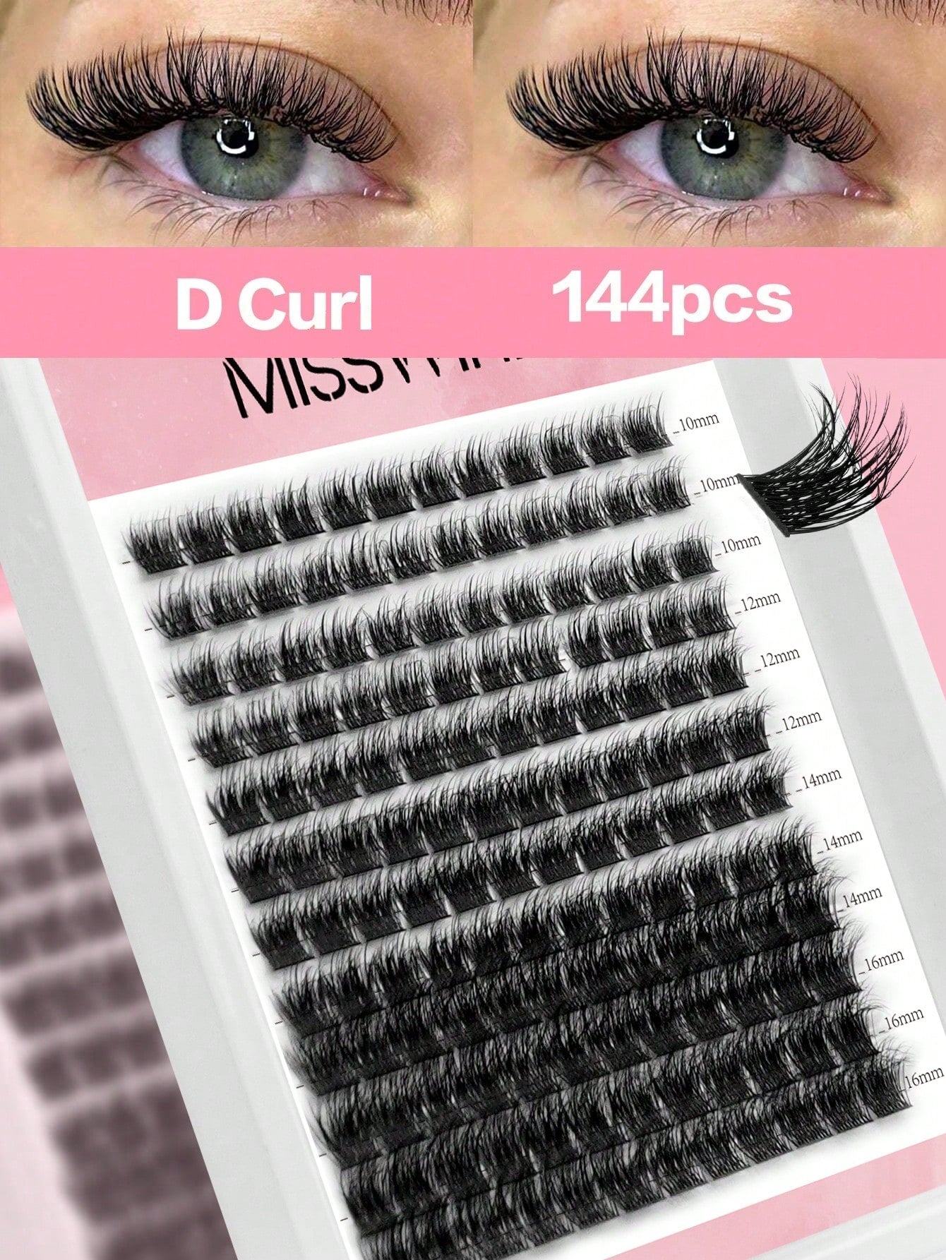 Waloshow 1 Box 12 Rows 144 Clusters New Hot Melt Natural Thin False Eyelashes, Party Thick Makeup Ball Style
