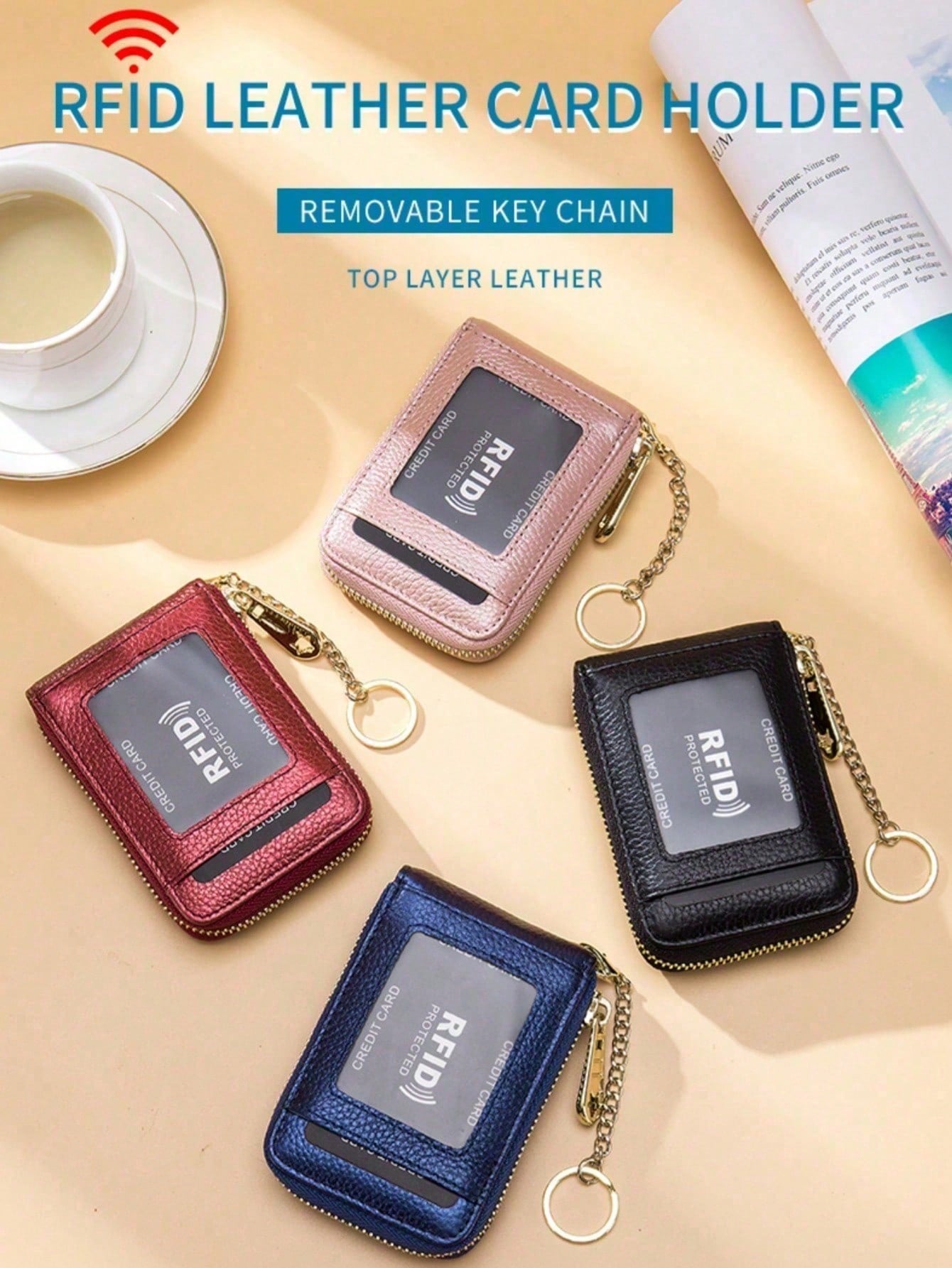 Women's Card Bag, Selected Leather, Multifunctional Men's Organ Card Bag, Bank Card Storage Bag, Keychain, Credit Card Holder Purses Wallet Tote Bag