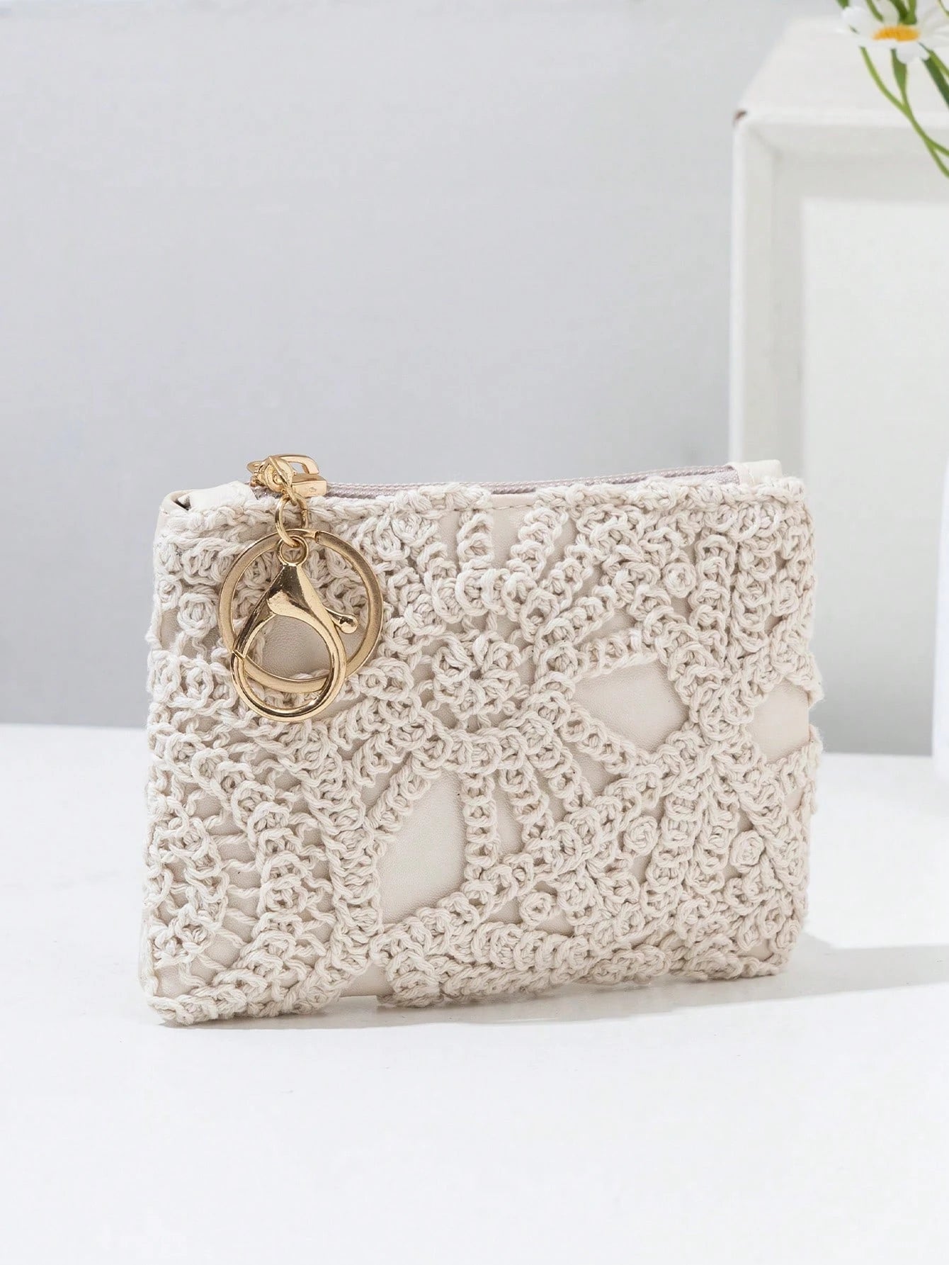 Woven Straw Coin Purse, Women's Small Coin Purse, Portable Handheld Keychain Bag, Key Card Storage Pouch, Woven Straw Small Wallet, Portable Handbag, Key Card Holder, Handheld Hanging Storage Bag, Wom