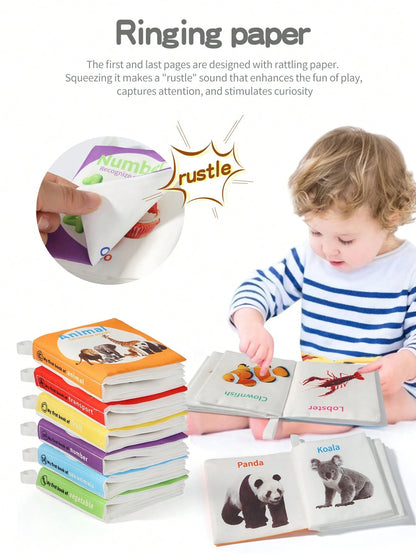 0-6 Months Baby Touch & Grab Sensory Training Educational Cognition Book, Fabric Washable Bite-Resistant, Crinkle Paper & Bell, 1pc/6pcs Set, Halloween Christmas Thanksgiving Back To School Kids Birth