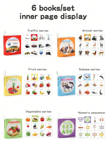 0-6 Months Baby Touch & Grab Sensory Training Educational Cognition Book, Fabric Washable Bite-Resistant, Crinkle Paper & Bell, 1pc/6pcs Set, Halloween Christmas Thanksgiving Back To School Kids Birth