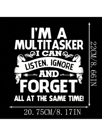 1/2/3pcs Humorous Multitasking Quote Vinyl Iron-On Transfer Decals, Mixed Color Durable Heat Press Patches For DIY T-Shirts, Sweaters, Jeans, Fashion Backpacks- Personalized Style With Easy Applicati