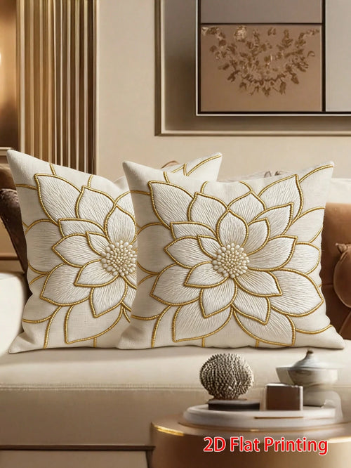 1/2/4pcs Luxury Dahlia Lightweight Decorative Pillow Covers, Modern Minimalist Style Single-Sided 2D Print Pillow Covers (Pillow Insert Not Included), Suitable For Indoor Living Room Sofa Bedroom Outd